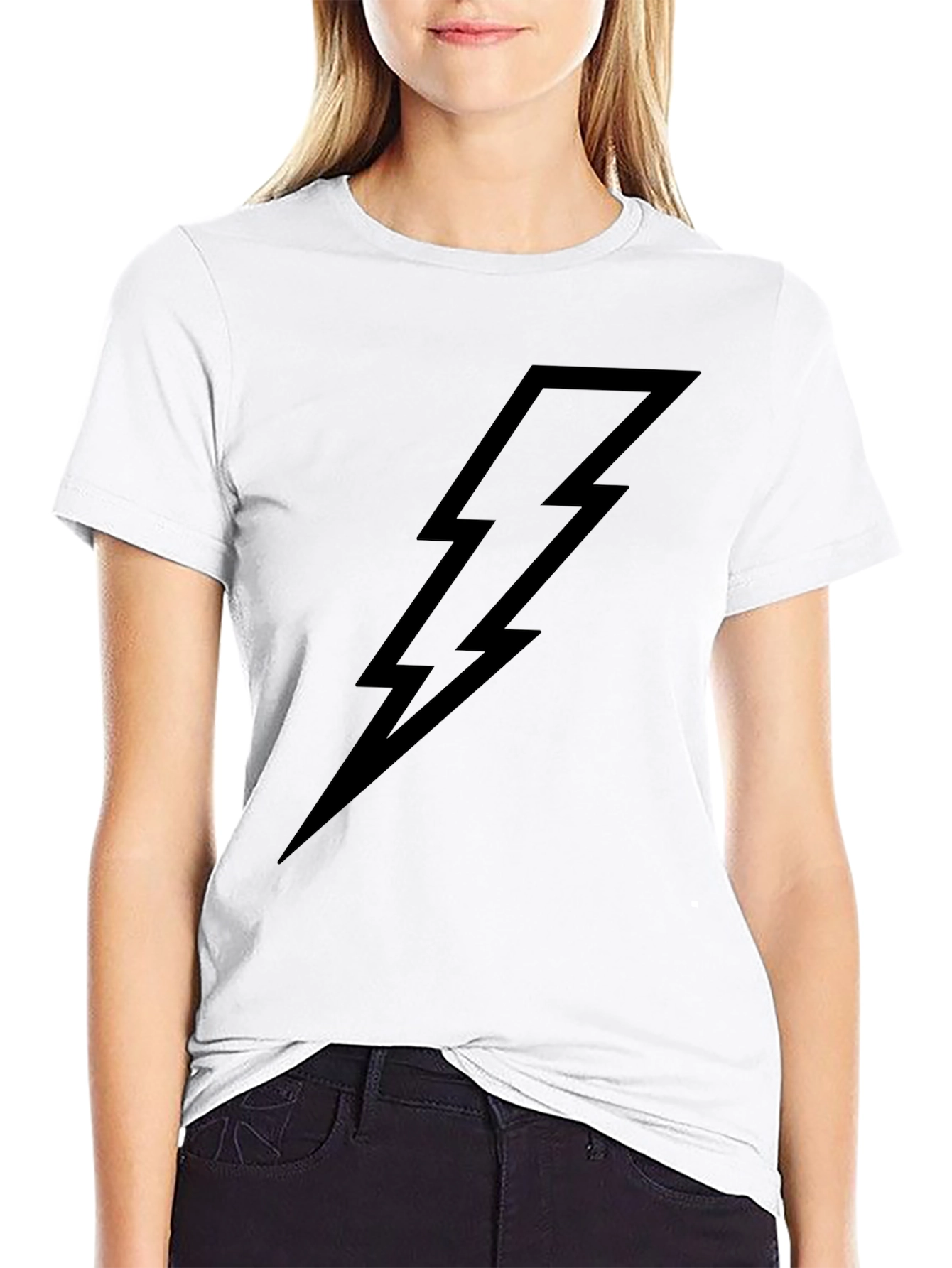 Black T-Shirt with Lightning Bolt Graphic