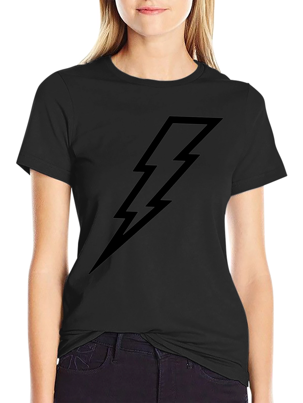 Black T-Shirt with Lightning Bolt Graphic