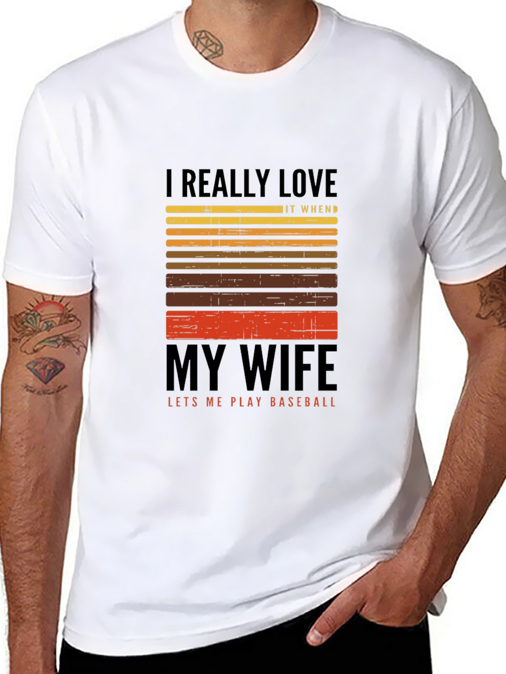 I Love My Wife Baseball T-Shirt
