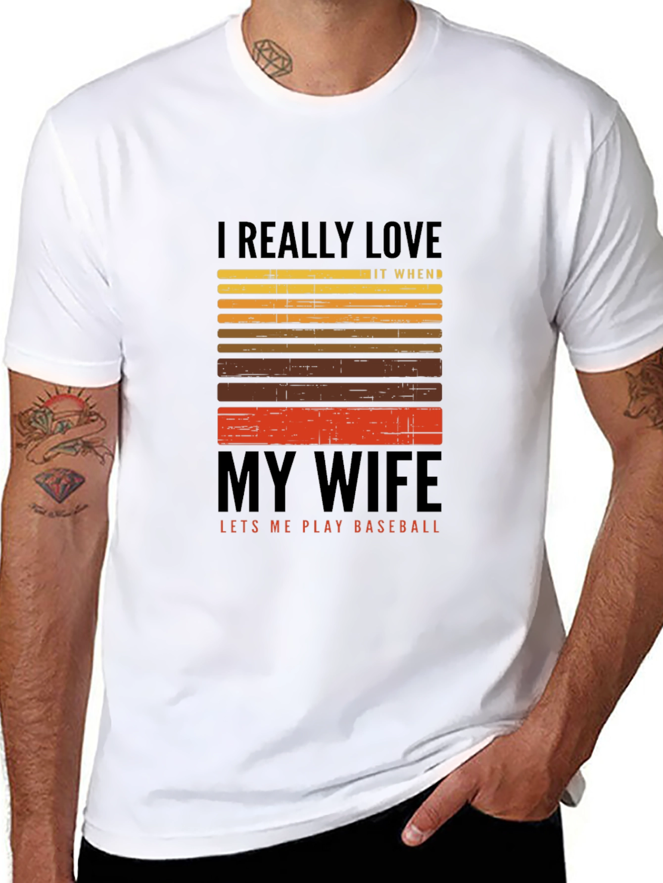 I Love My Wife Baseball T-Shirt