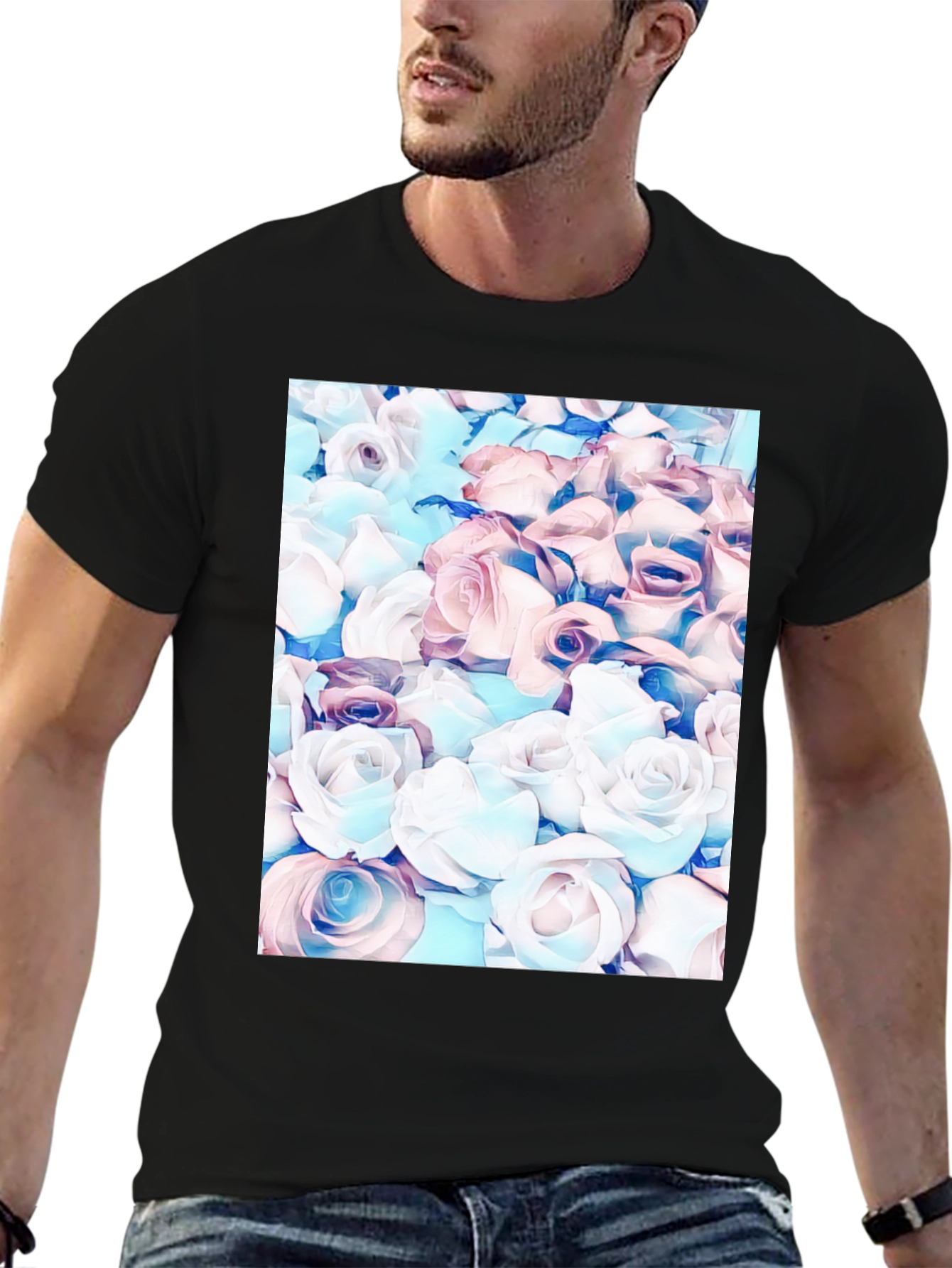 Floral Print Black T-Shirt - Stylish & Unique