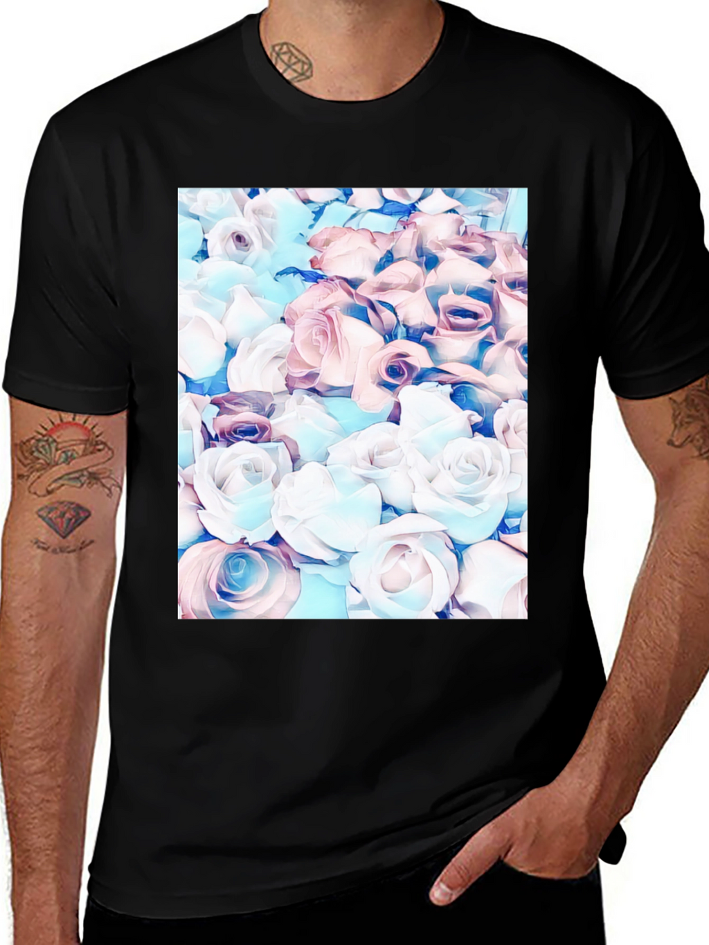 Floral Print Black T-Shirt - Stylish & Unique