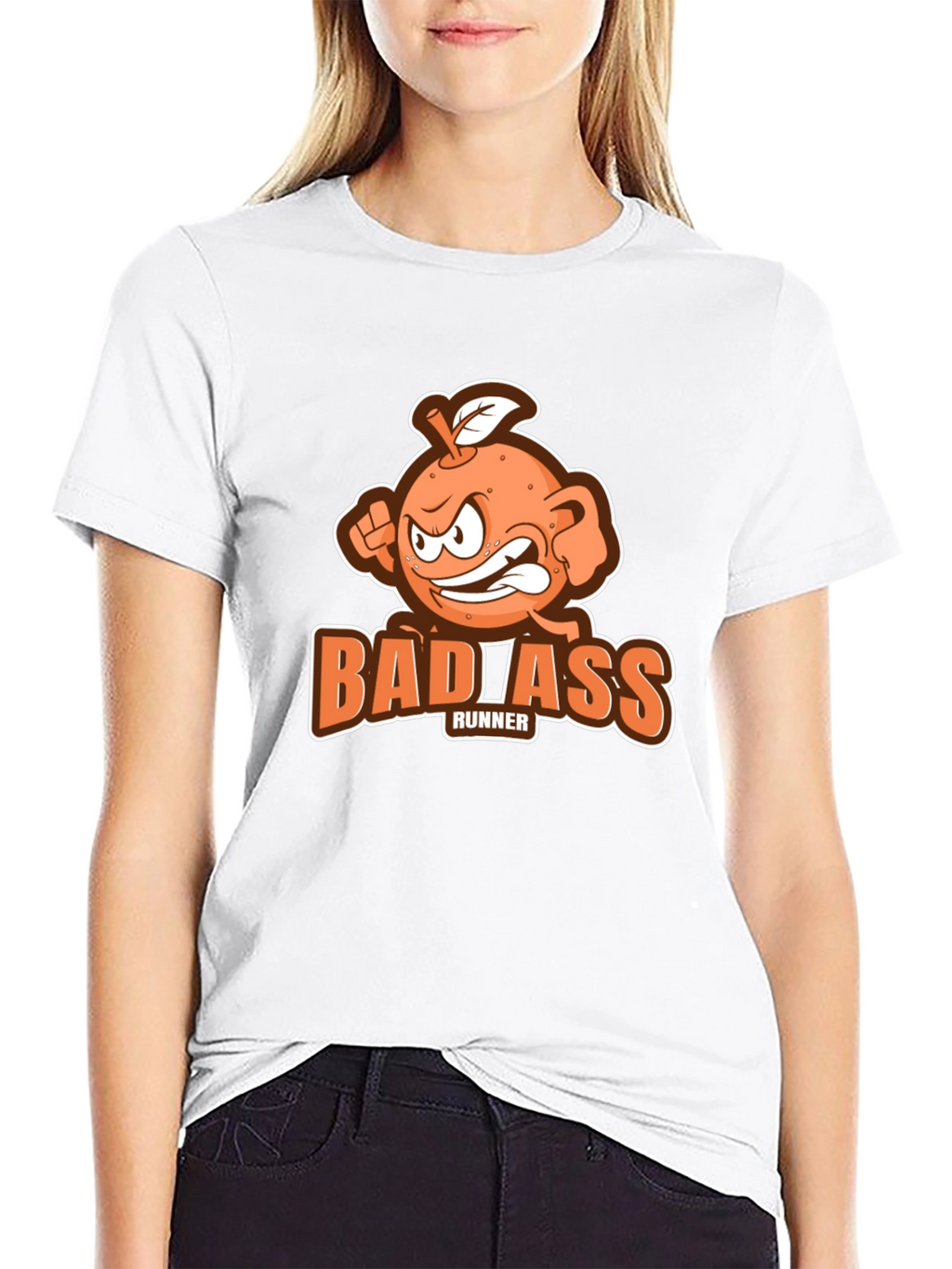 Badass Runner Orange Graphic T-Shirt