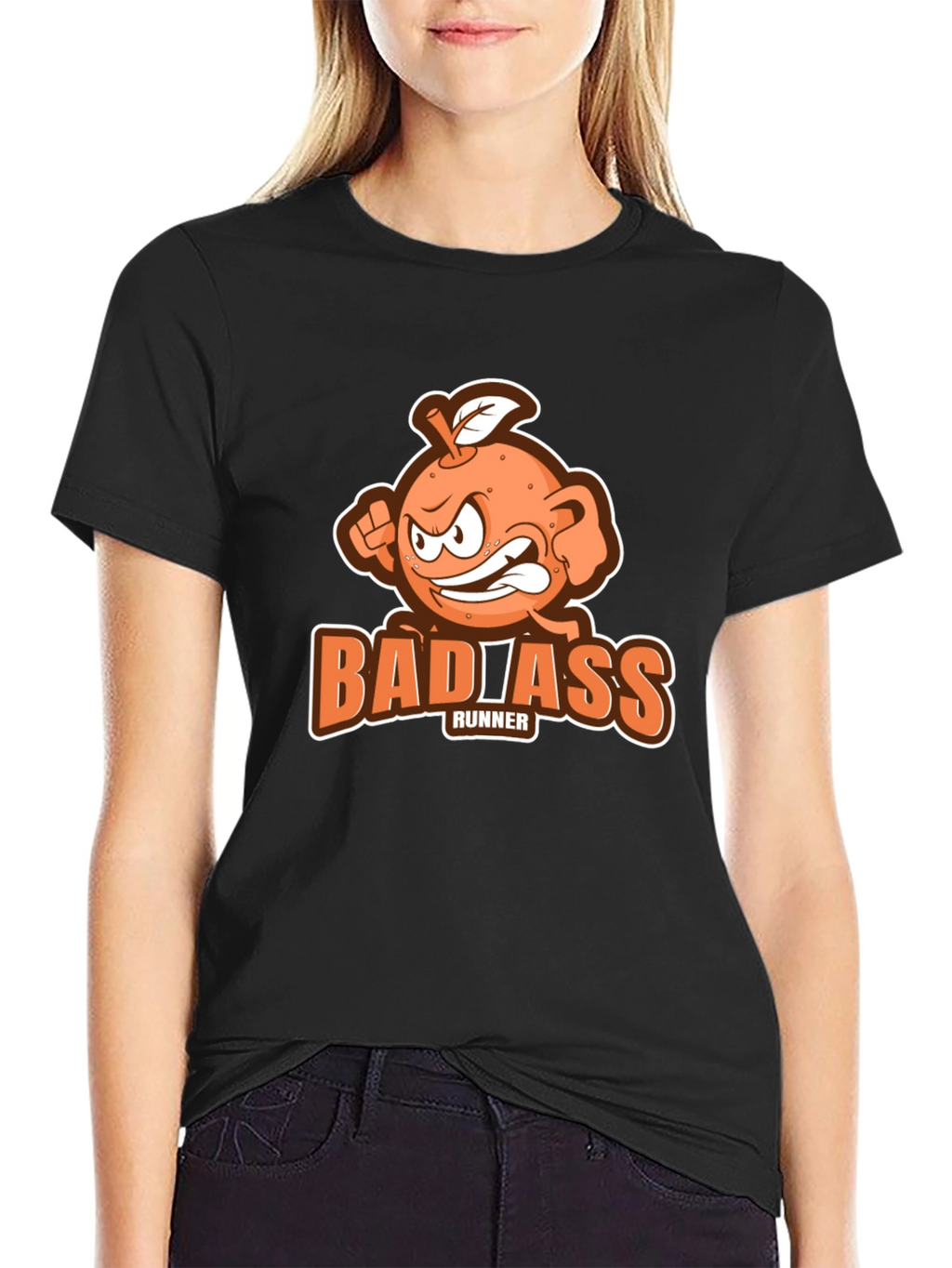 Badass Runner Orange Graphic T-Shirt