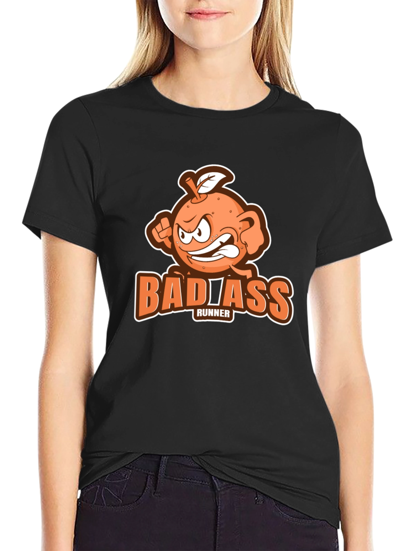 Badass Runner Orange Graphic T-Shirt