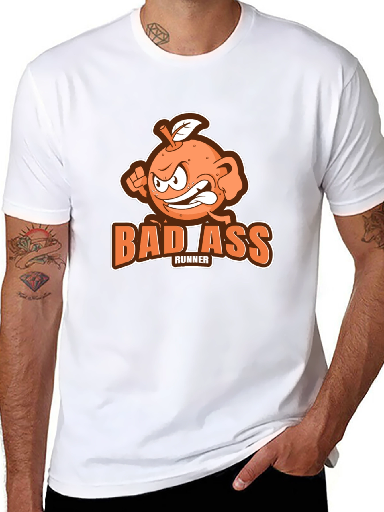 Badass Runner Orange Graphic T-Shirt
