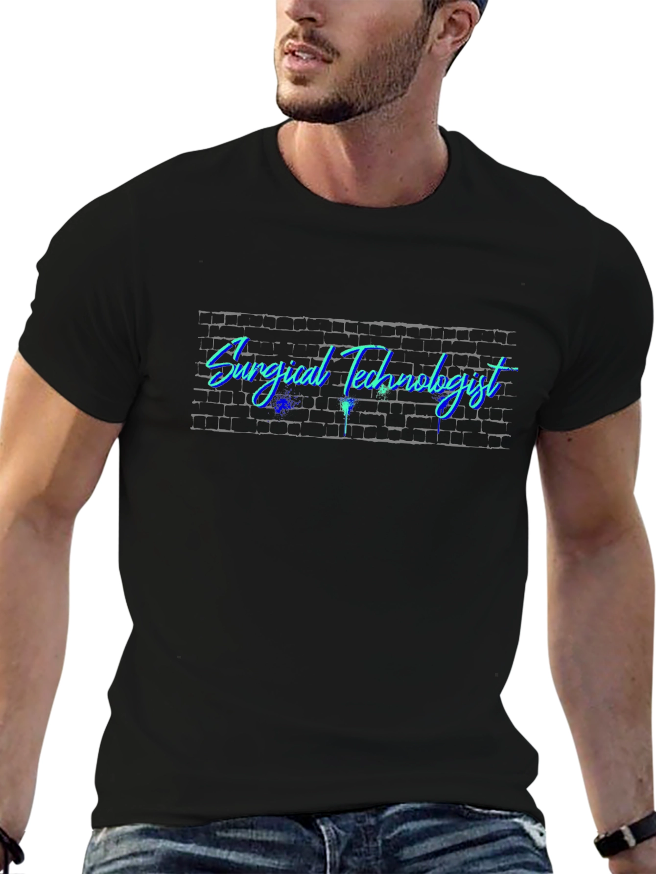 Surgical Technologist Brick Wall Graphic T-Shirt