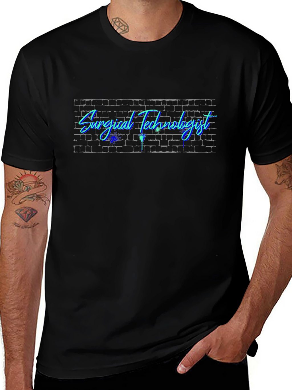Surgical Technologist Brick Wall Graphic T-Shirt