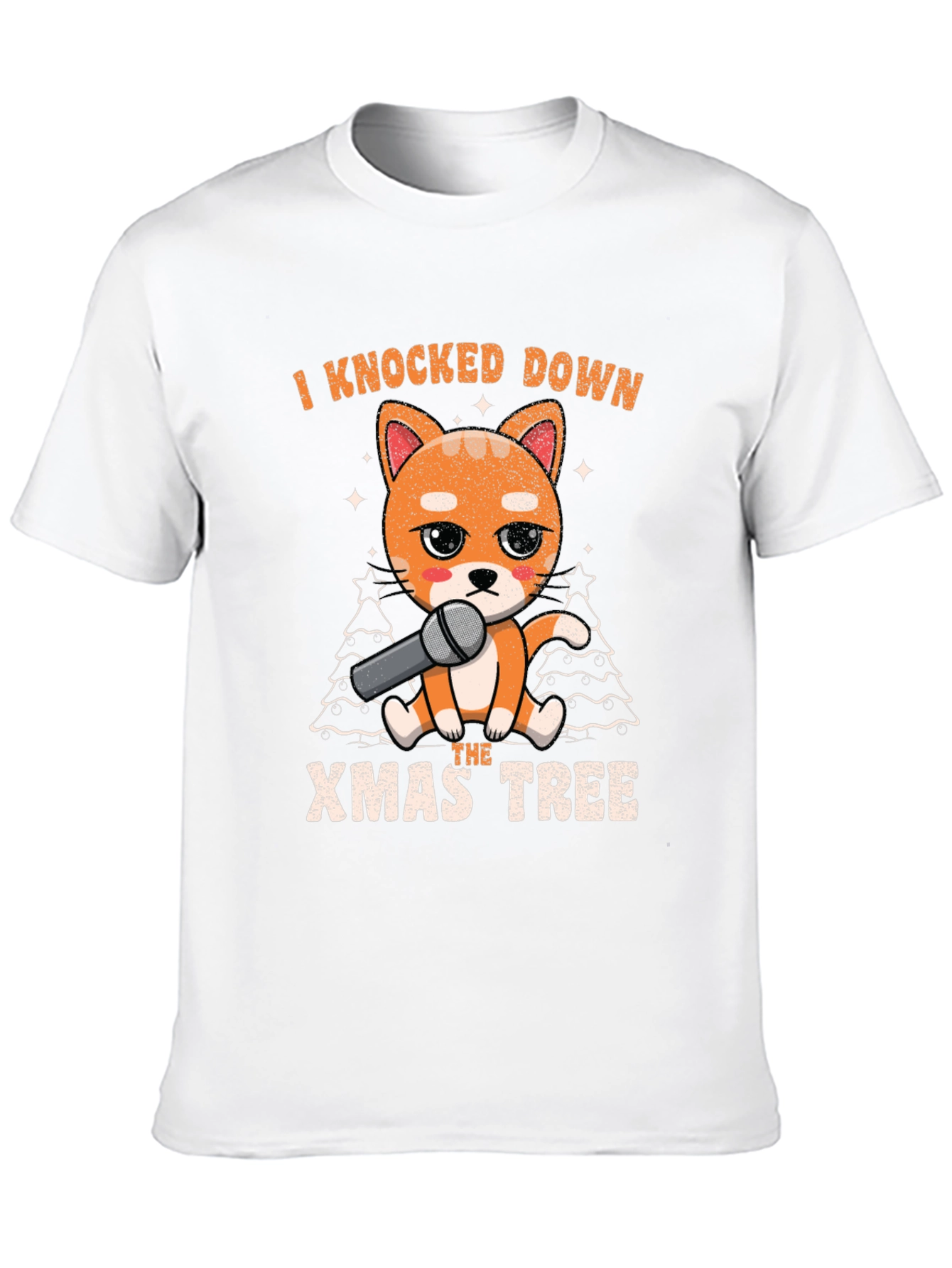Funny Christmas Cat Knocked Down Xmas Tree T-Shirt