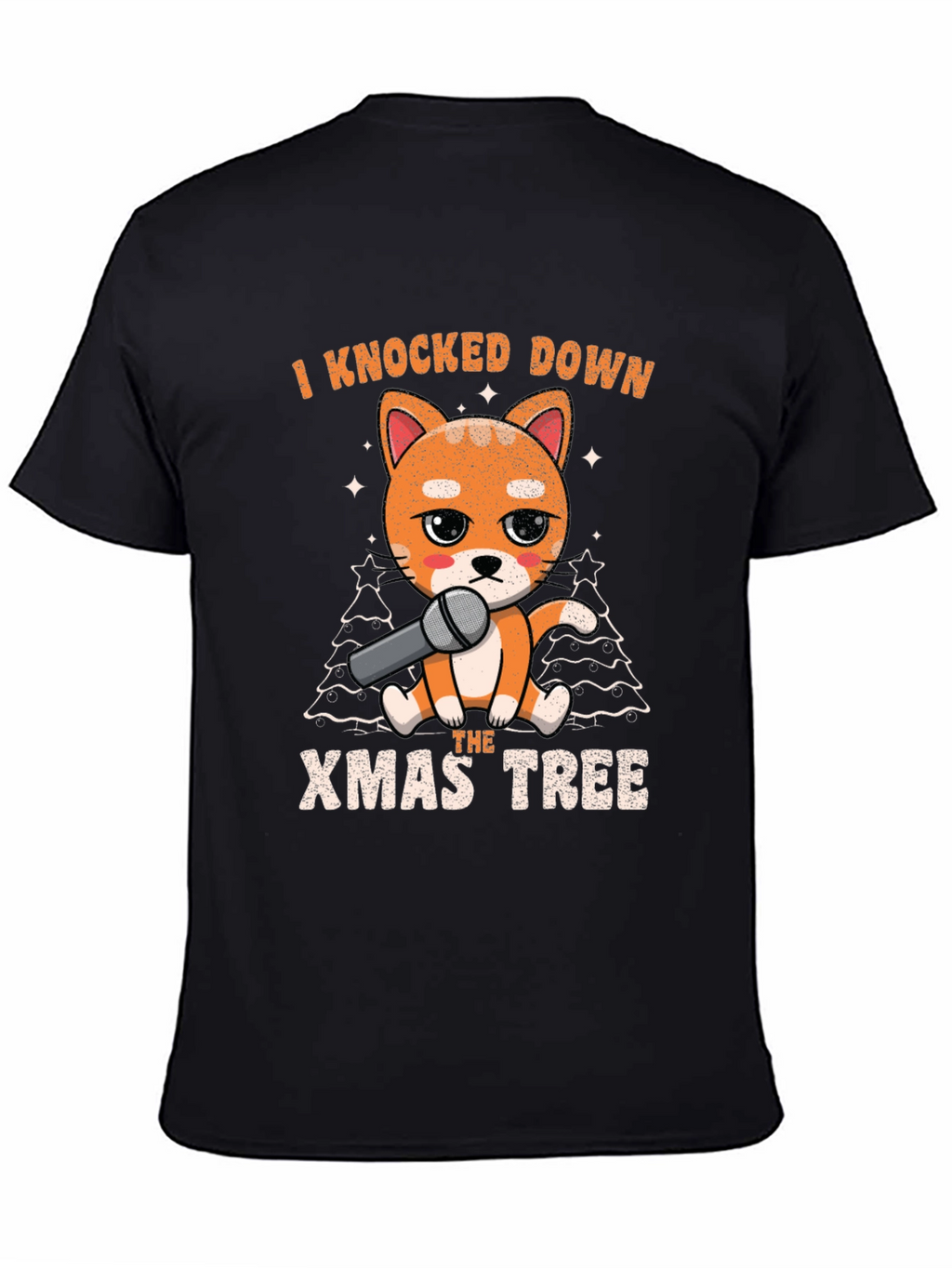 Funny Christmas Cat Knocked Down Xmas Tree T-Shirt