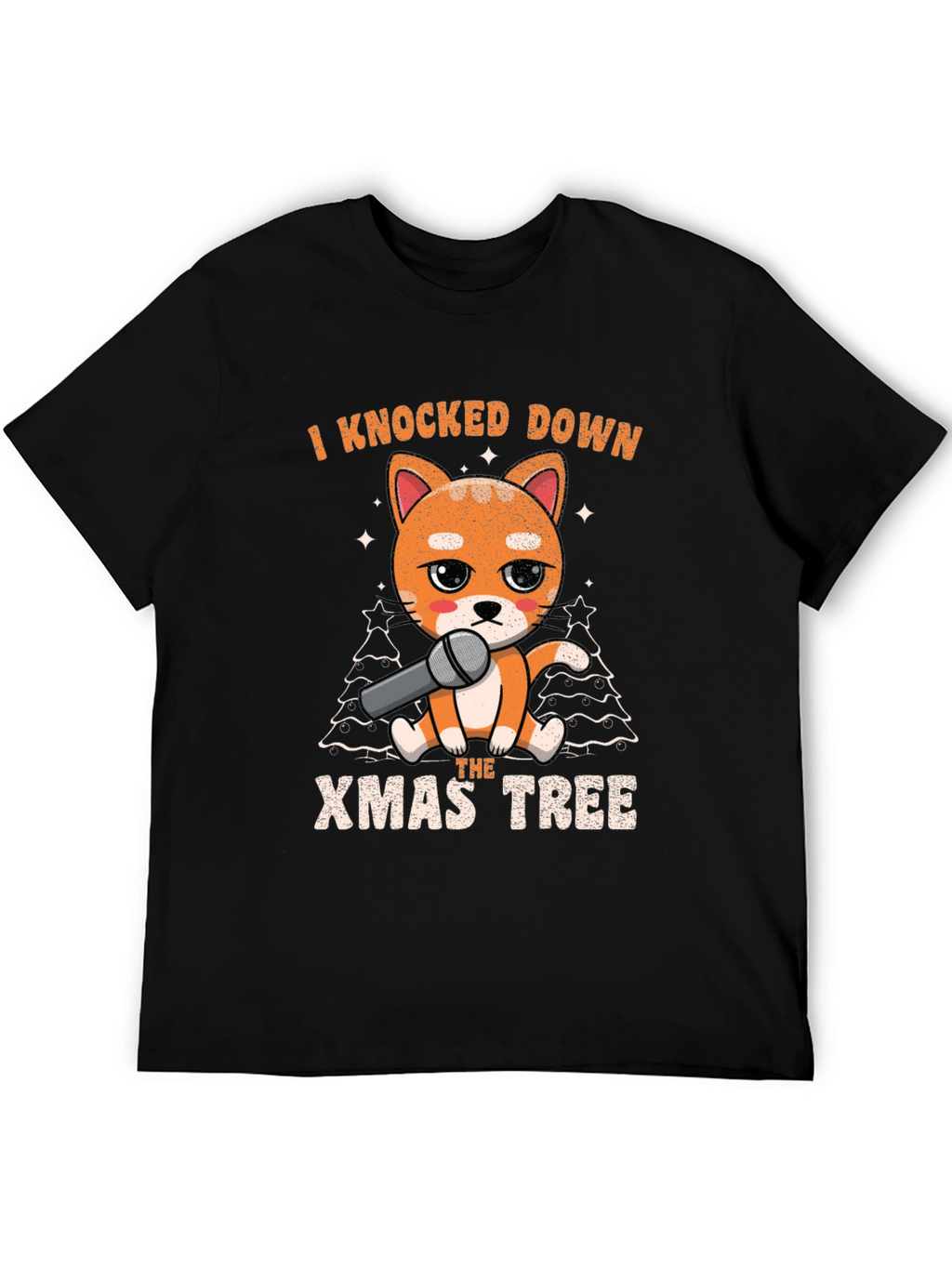 Funny Christmas Cat Knocked Down Xmas Tree T-Shirt