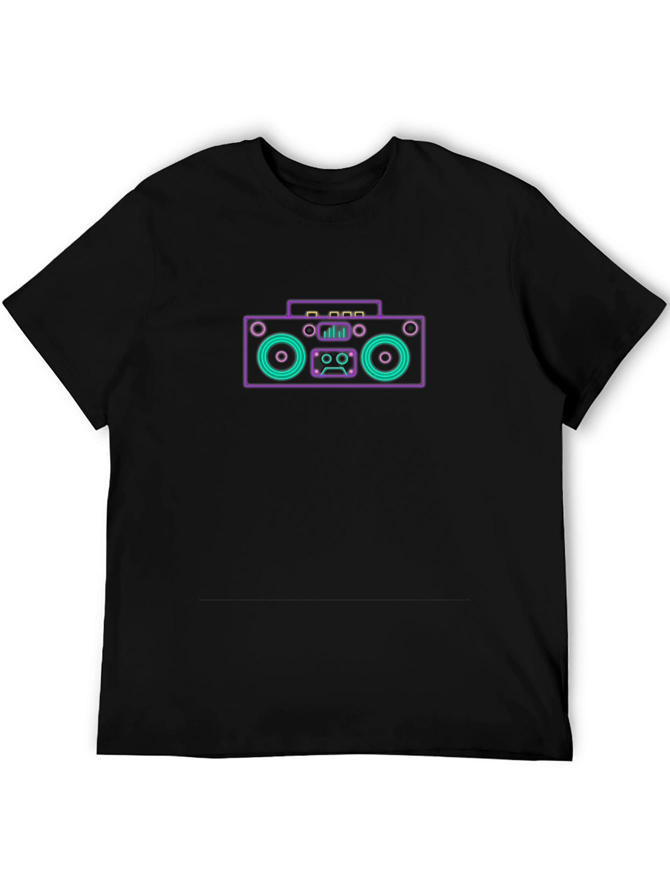 Neon Boombox Graphic Tee - Retro Style