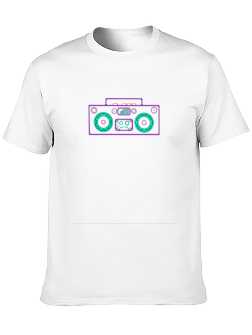 Neon Boombox Graphic Tee - Retro Style
