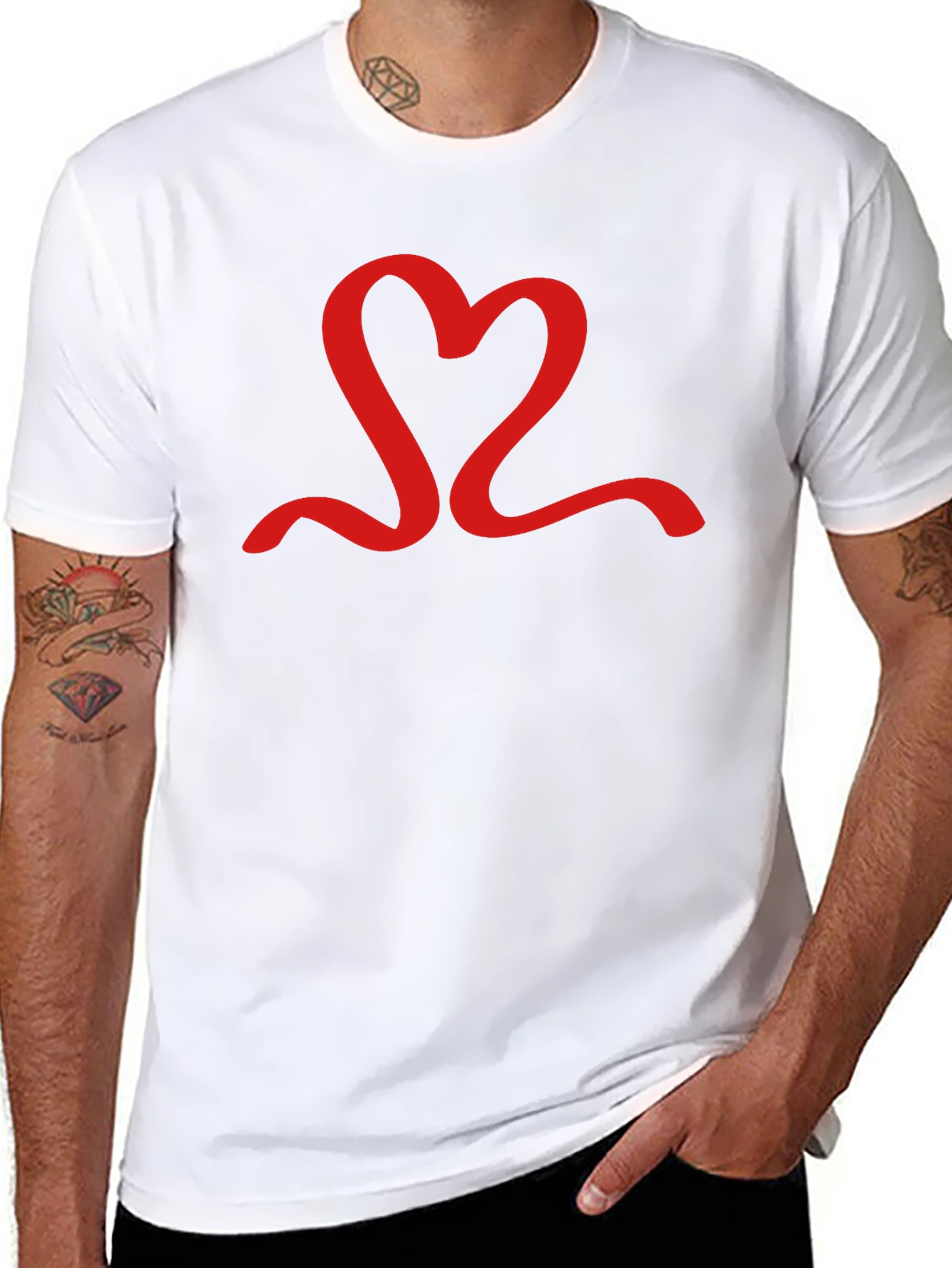 Red Heart Graphic Black T-Shirt