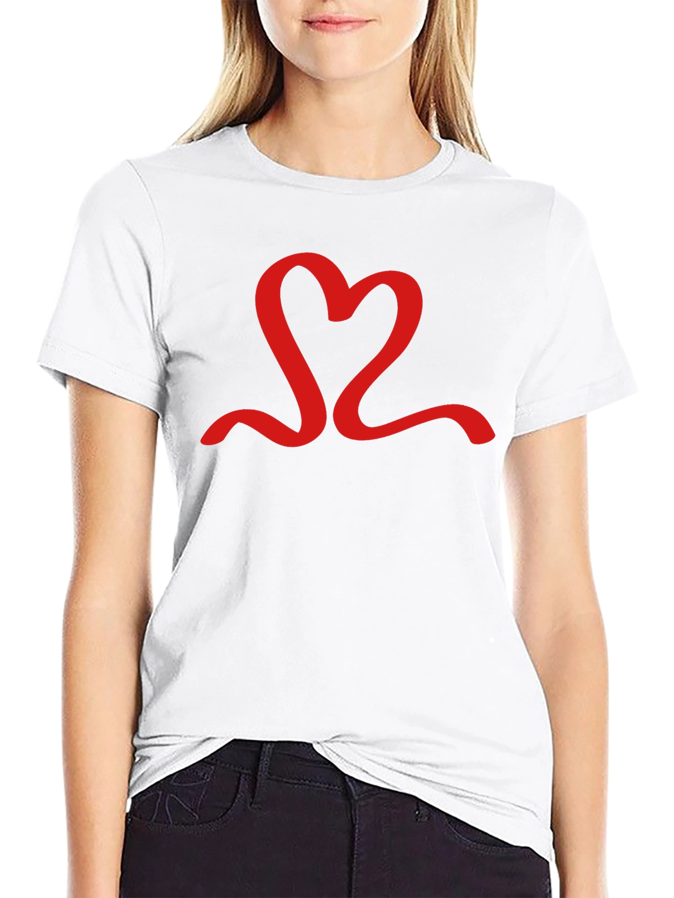 Red Heart Graphic Black T-Shirt