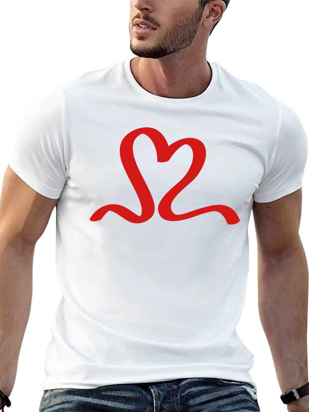 Red Heart Graphic Black T-Shirt