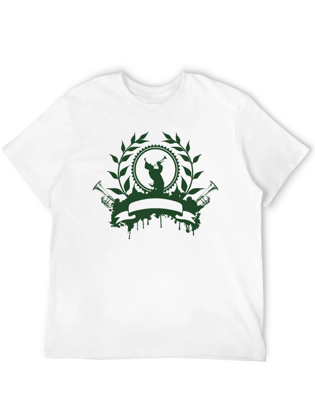 Green Musician Crest Black T-Shirt
