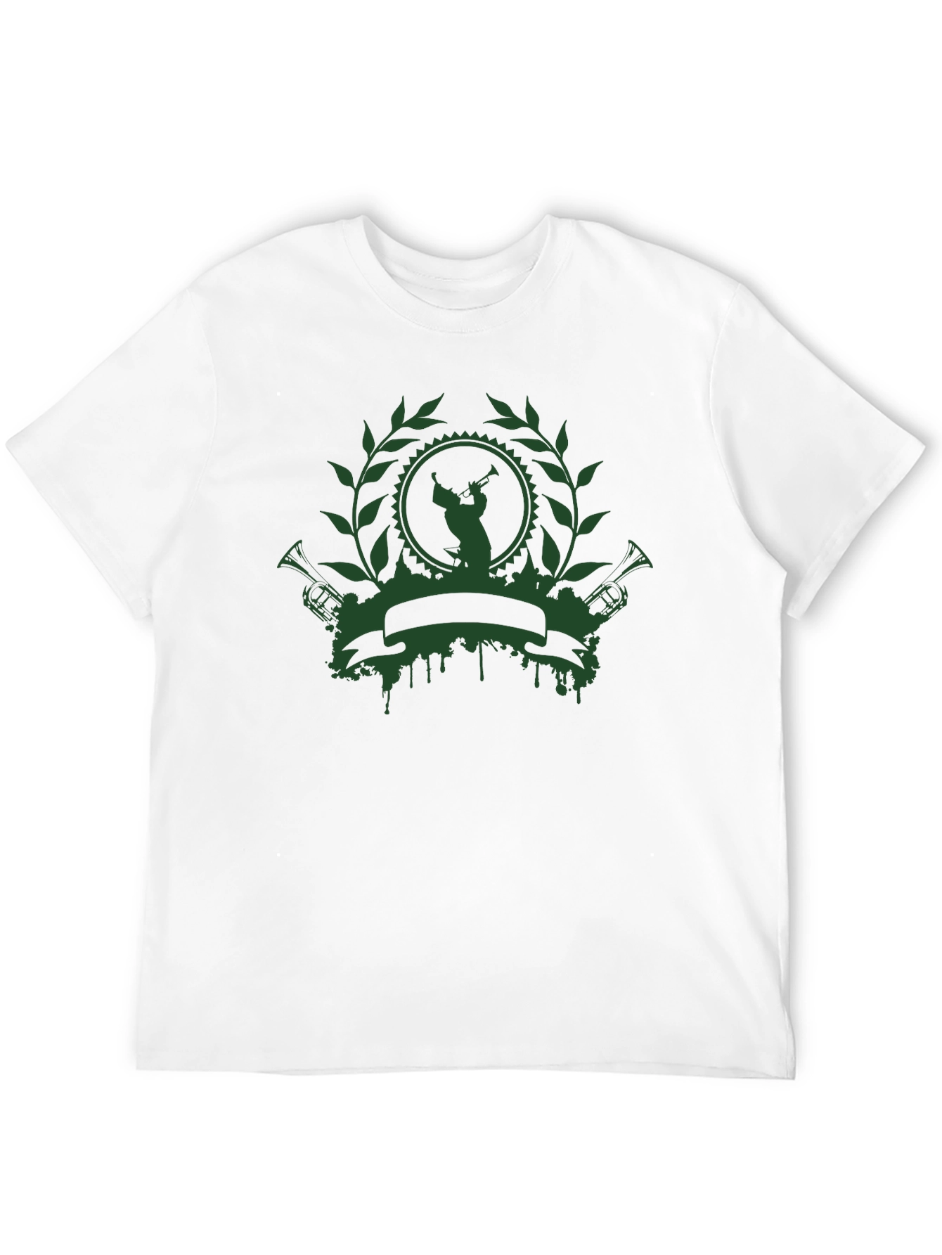 Green Musician Crest Black T-Shirt