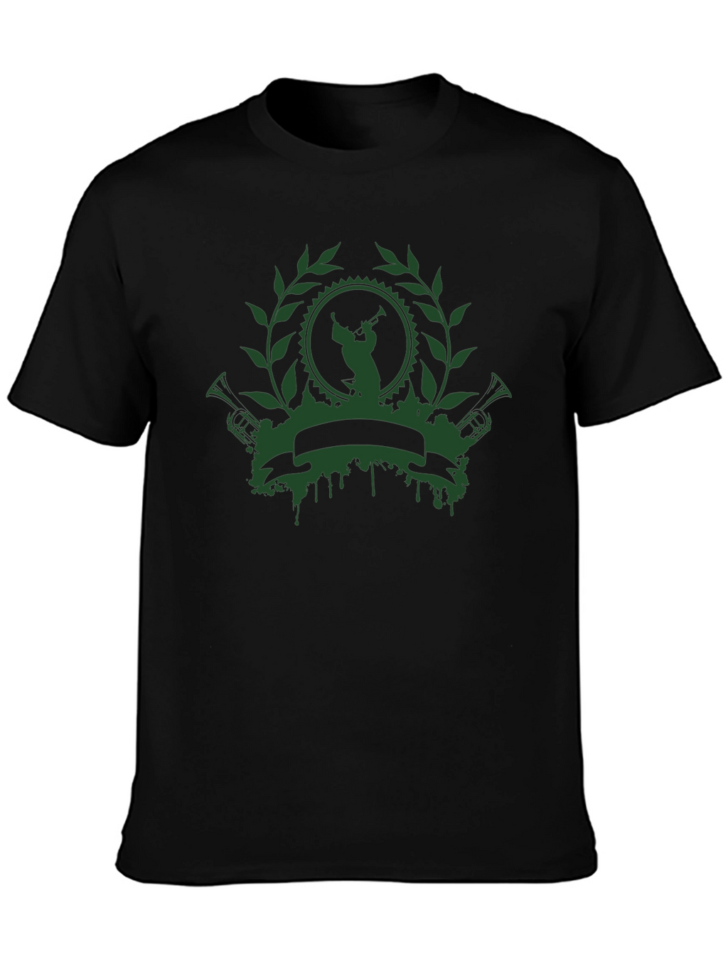Green Musician Crest Black T-Shirt
