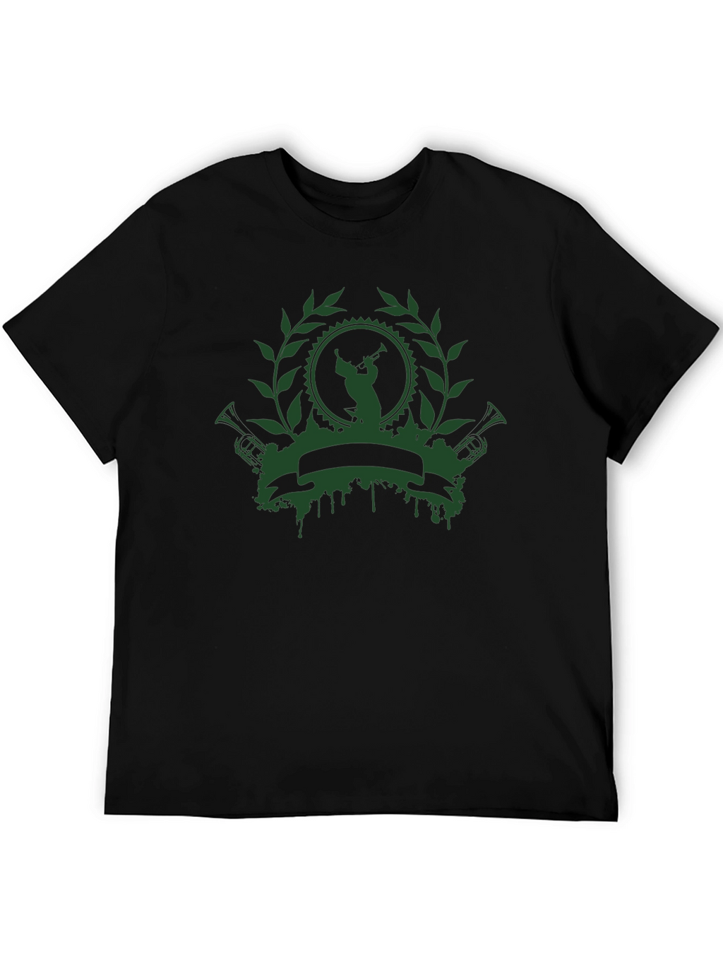 Green Musician Crest Black T-Shirt
