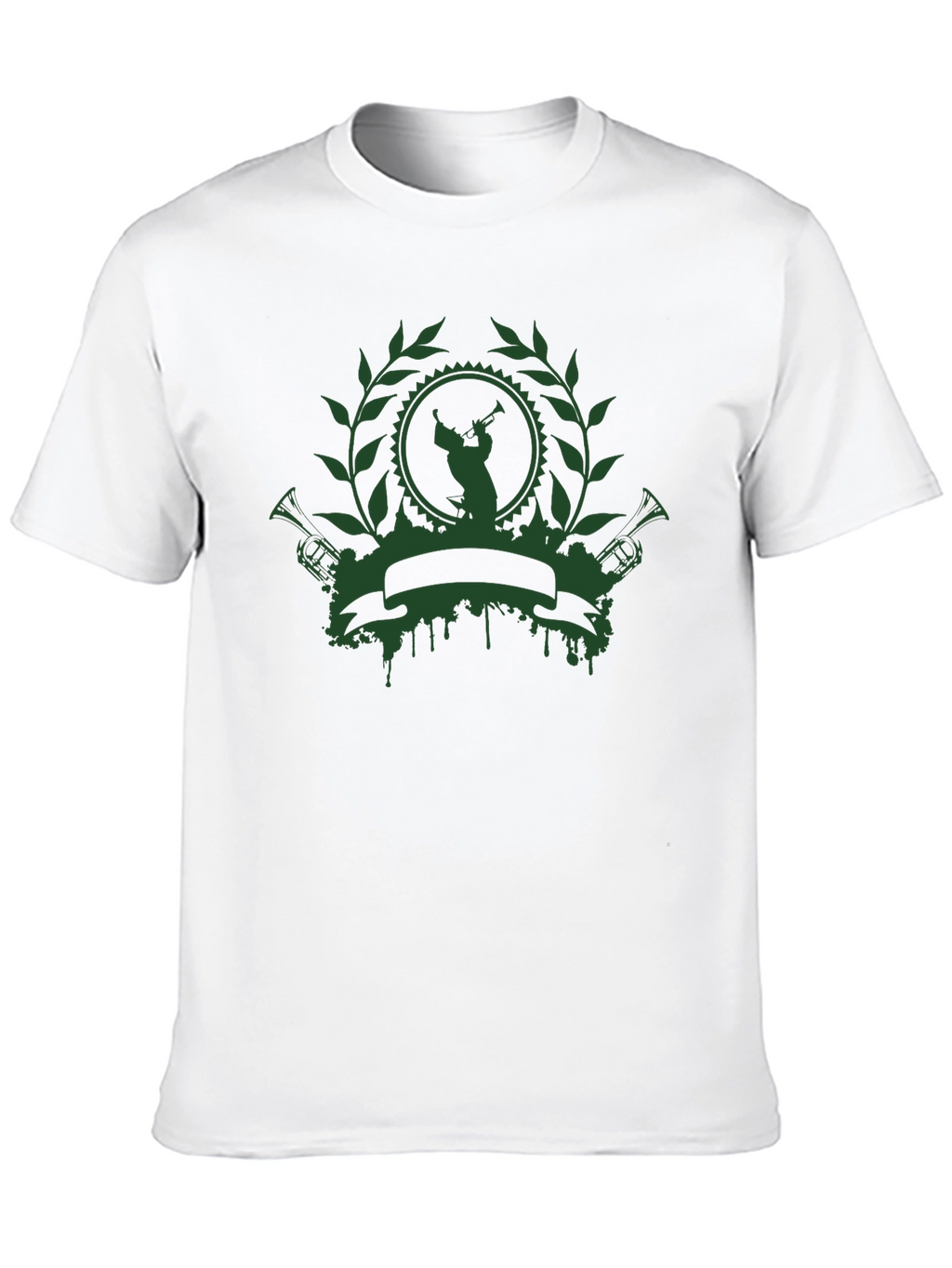 Green Musician Crest Black T-Shirt