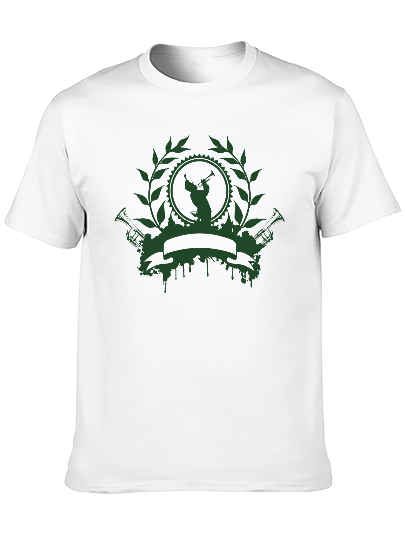 Green Musician Crest Black T-Shirt