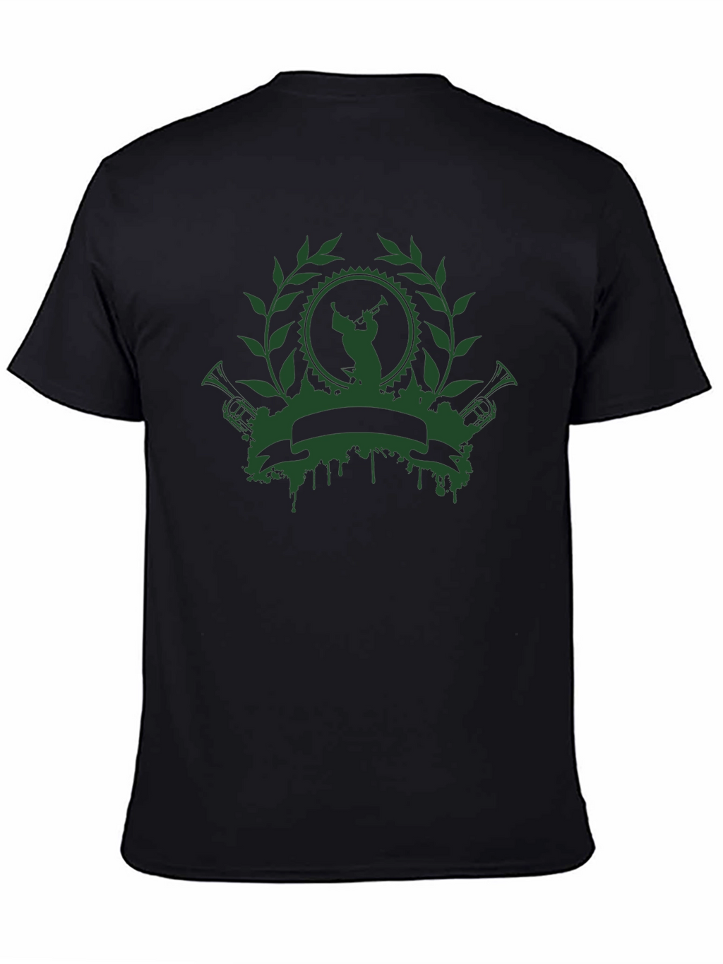 Green Musician Crest Black T-Shirt