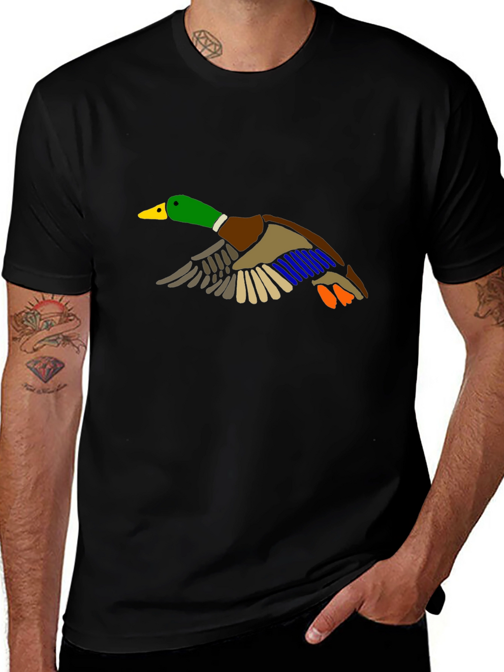 Duck Graphic Black T-Shirt - Mens Short Sleeve