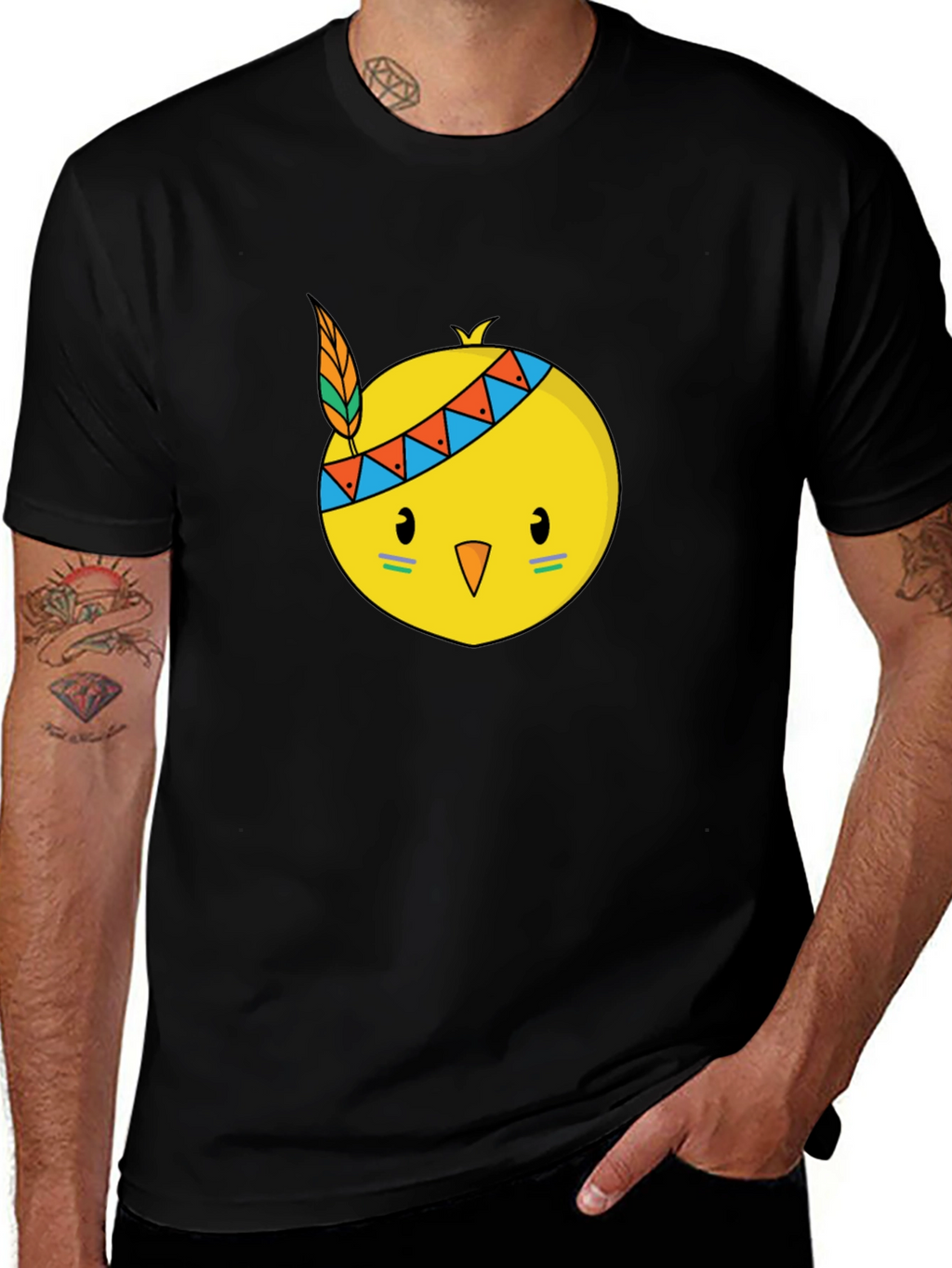 Native Chick Graphic Black T-Shirt
