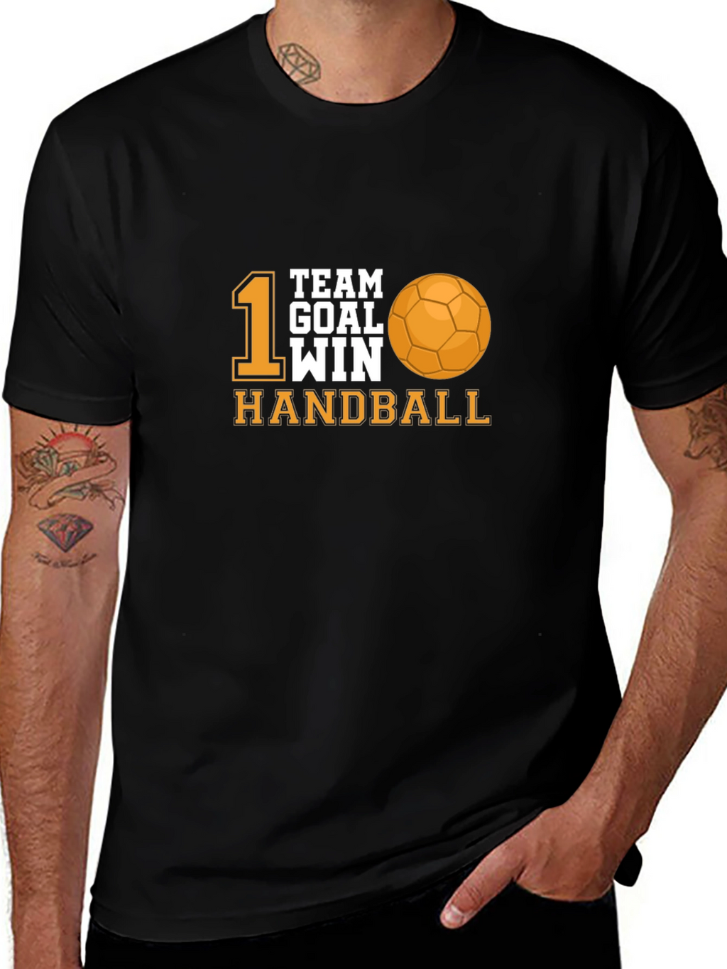Handball Team Goal Win Black T-Shirt