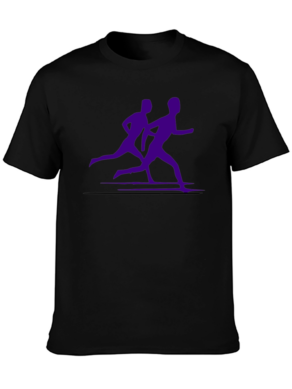 Mens Black Running Tee with Purple Runners Graphic