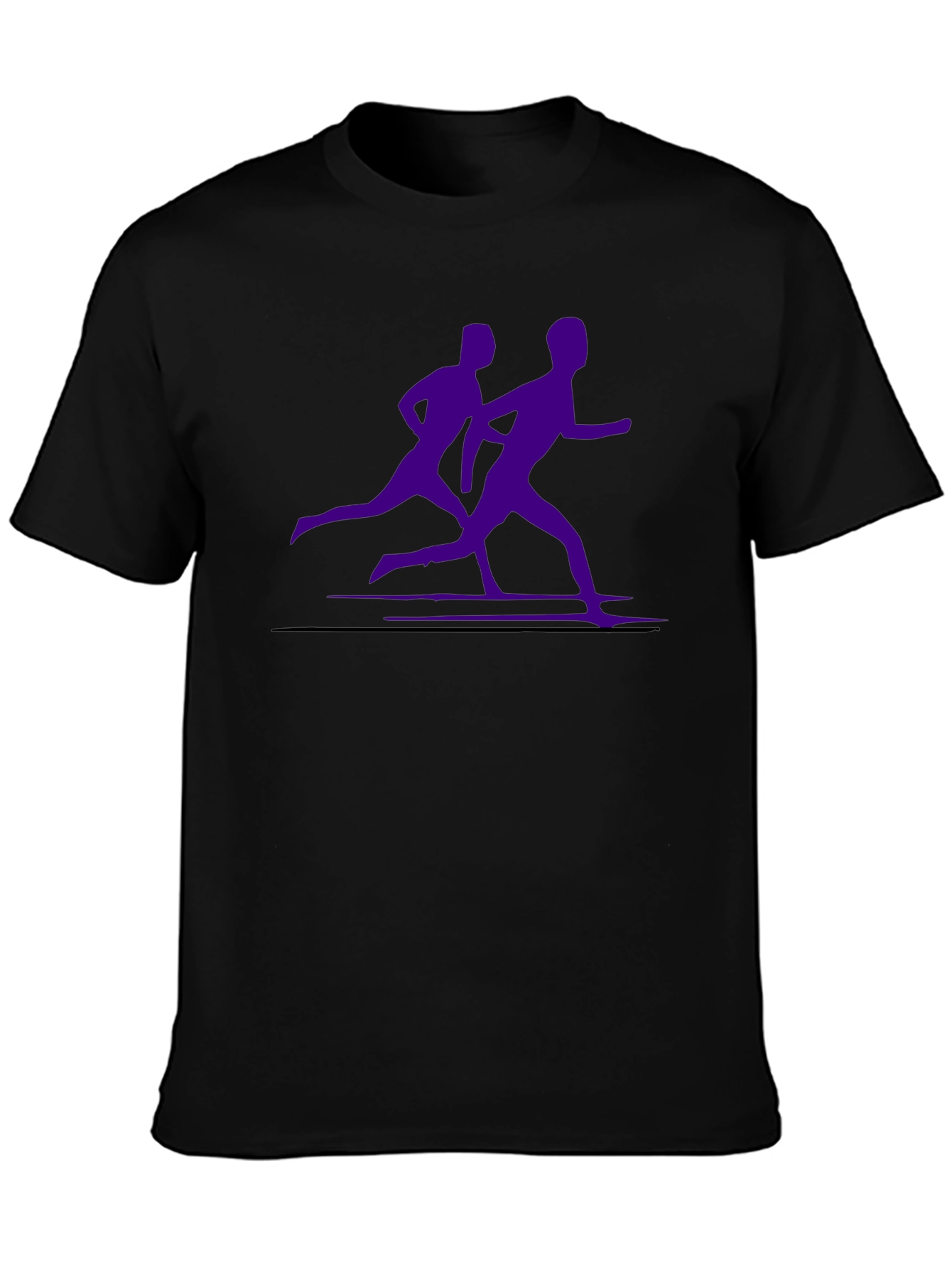 Mens Black Running Tee with Purple Runners Graphic