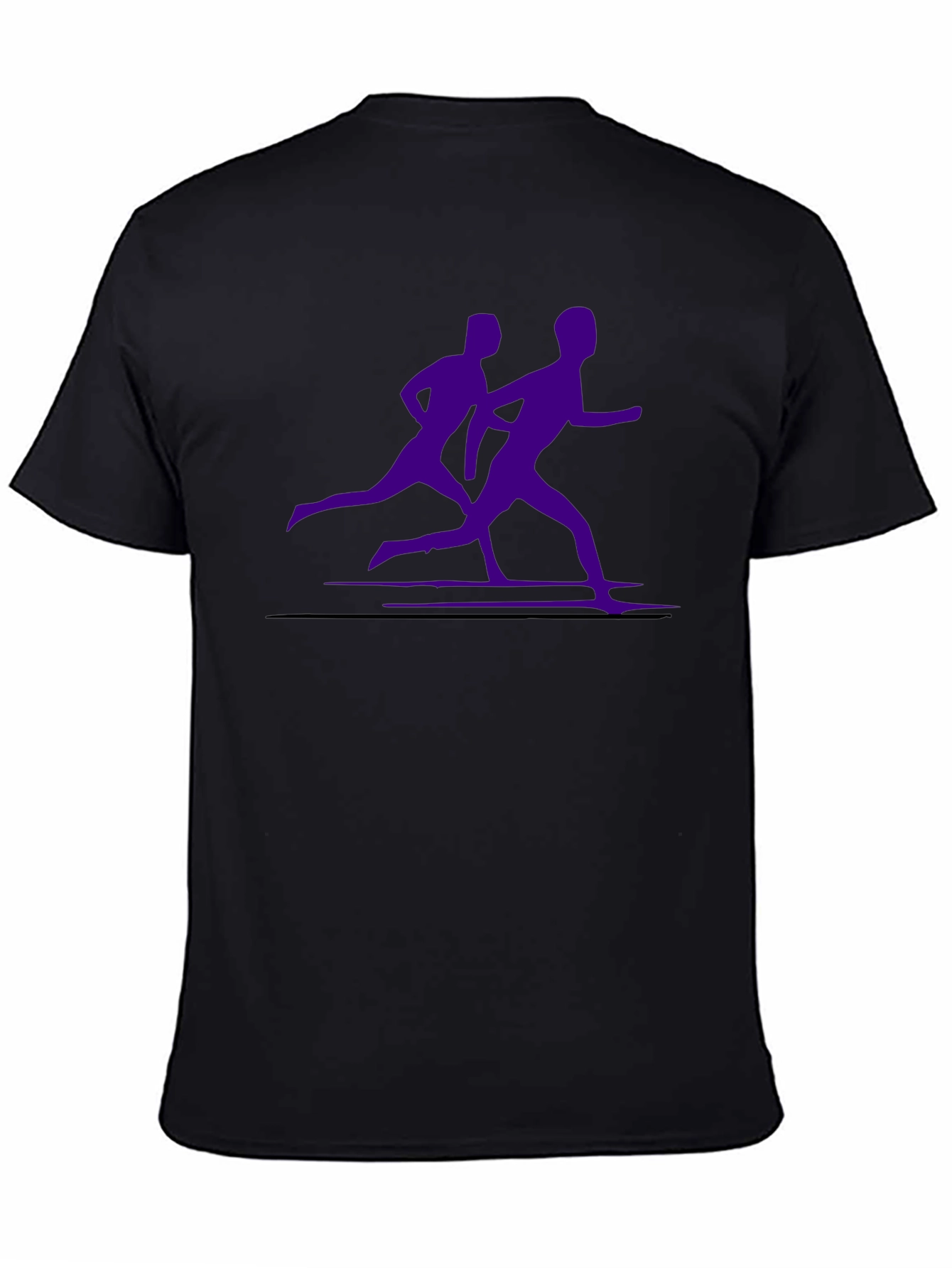 Mens Black Running Tee with Purple Runners Graphic