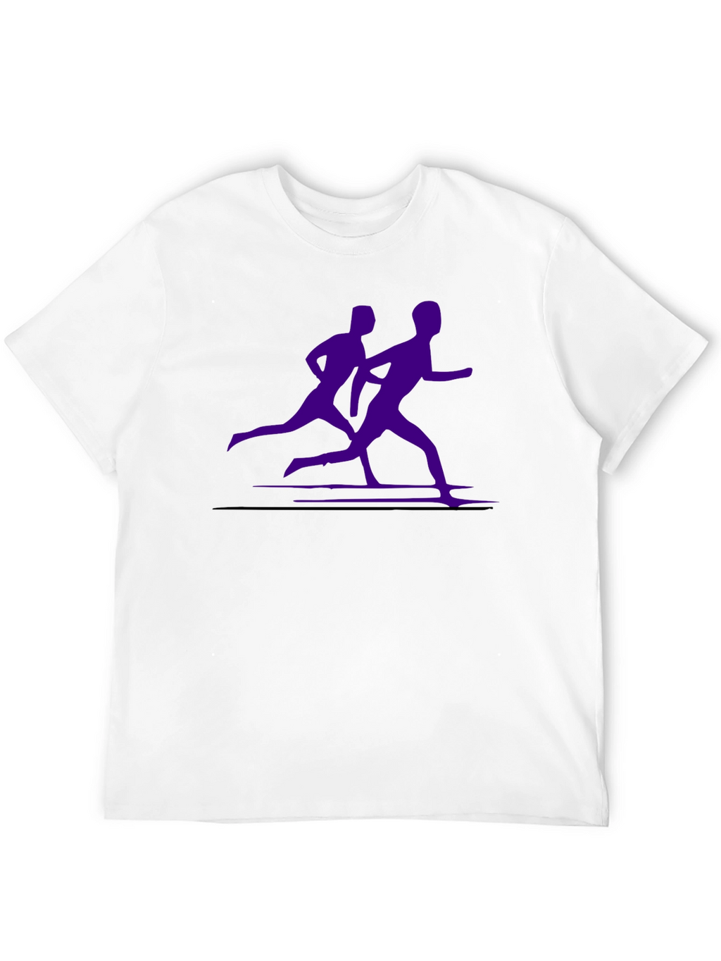 Mens Black Running Tee with Purple Runners Graphic