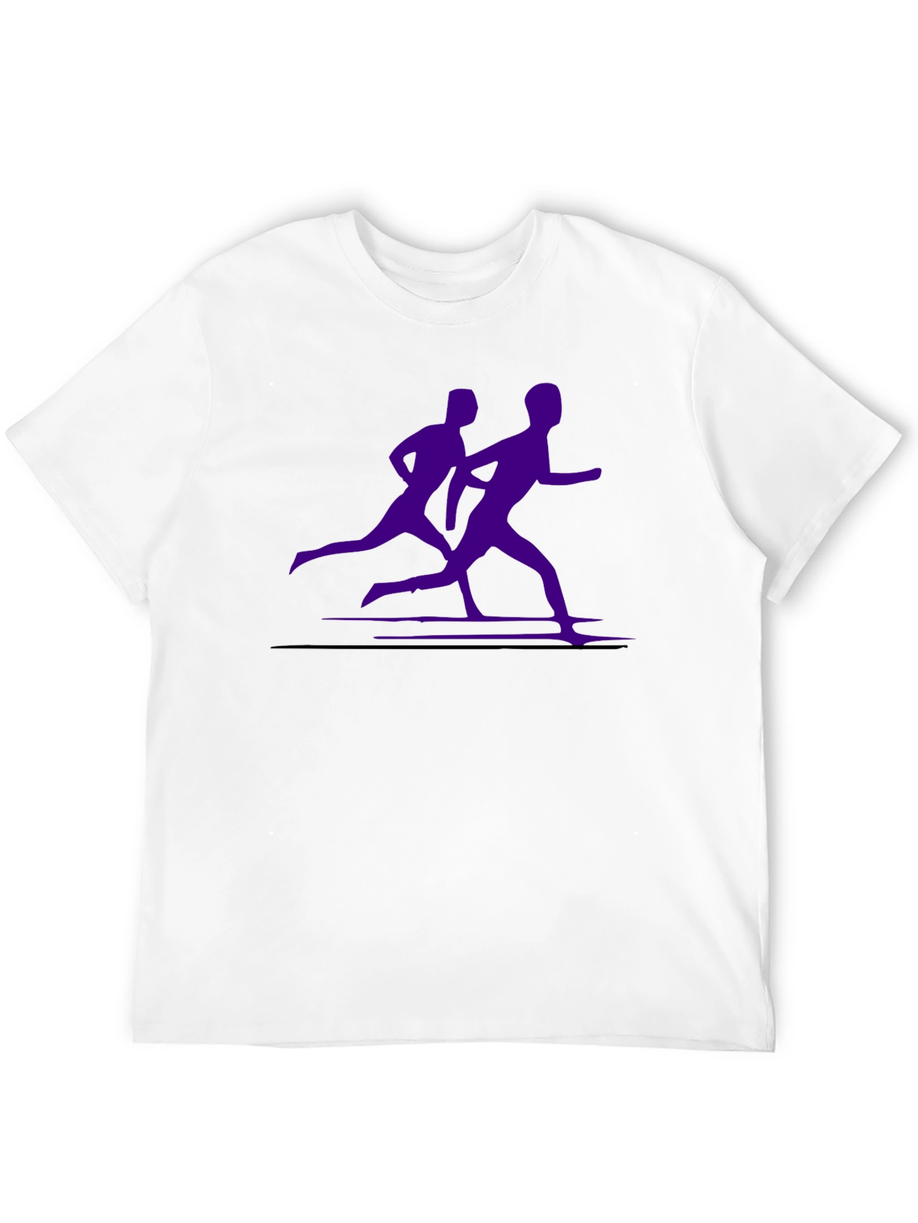 Mens Black Running Tee with Purple Runners Graphic