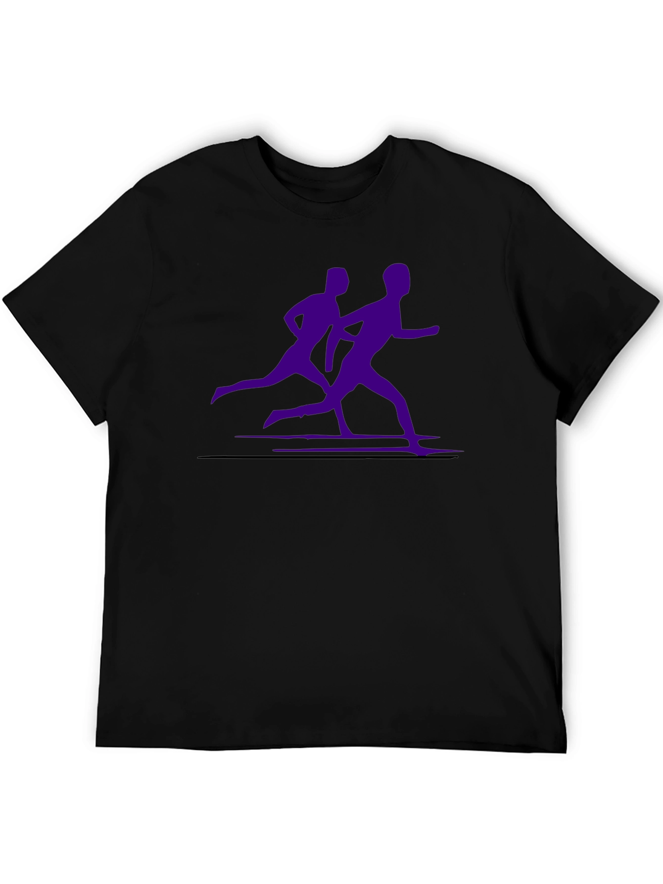 Mens Black Running Tee with Purple Runners Graphic