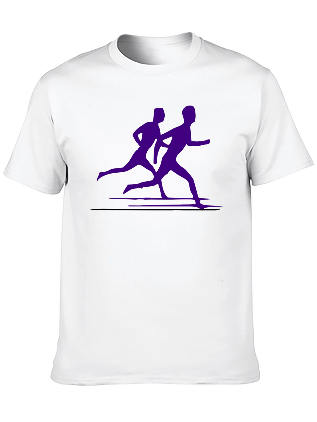 Mens Black Running Tee with Purple Runners Graphic