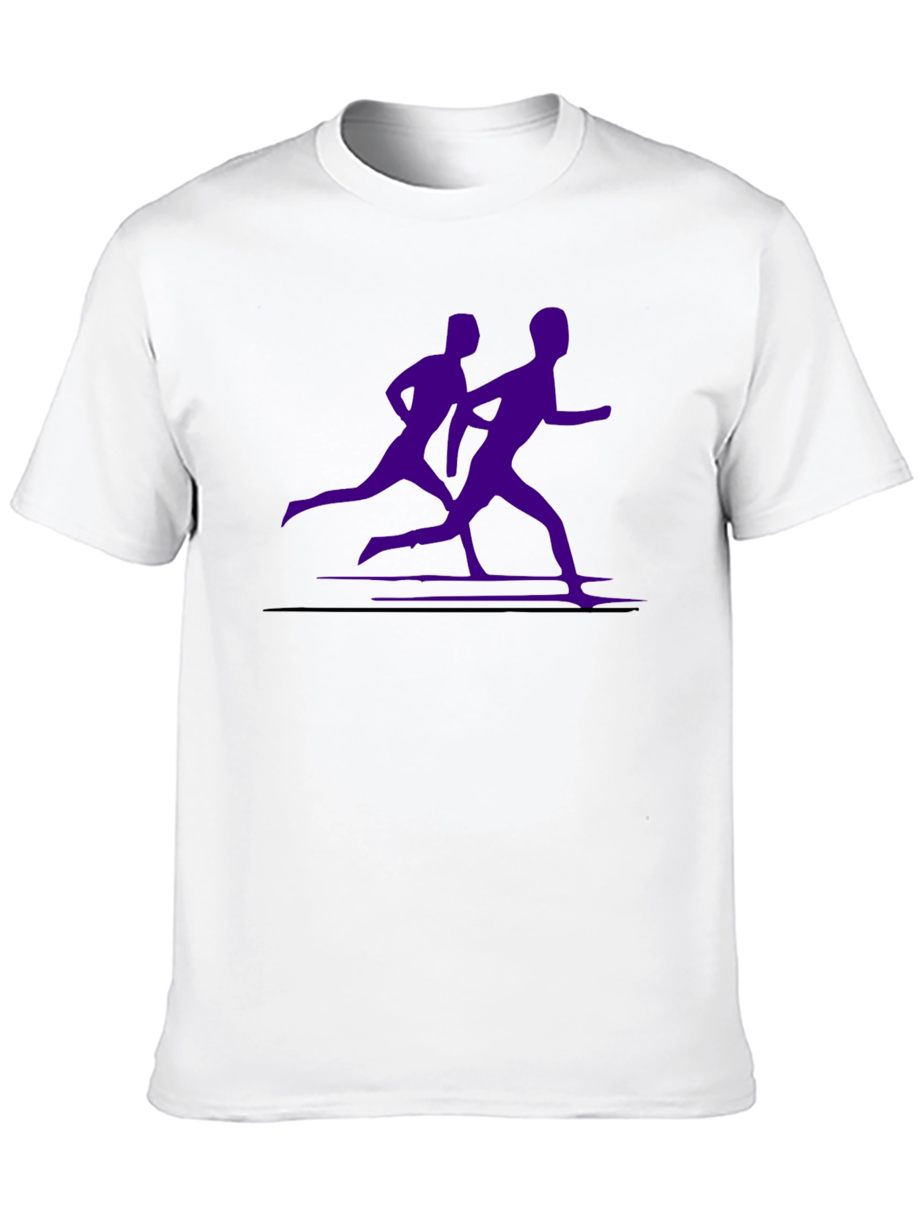 Mens Black Running Tee with Purple Runners Graphic