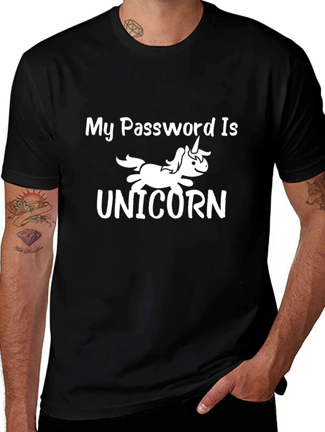 My Password is Unicorn Graphic T-Shirt - Black