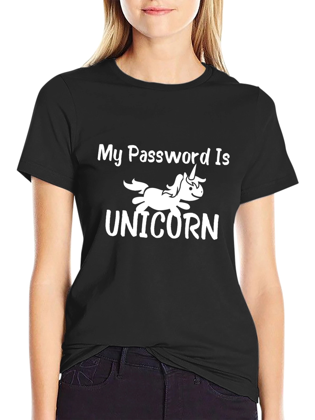My Password is Unicorn Graphic T-Shirt - Black