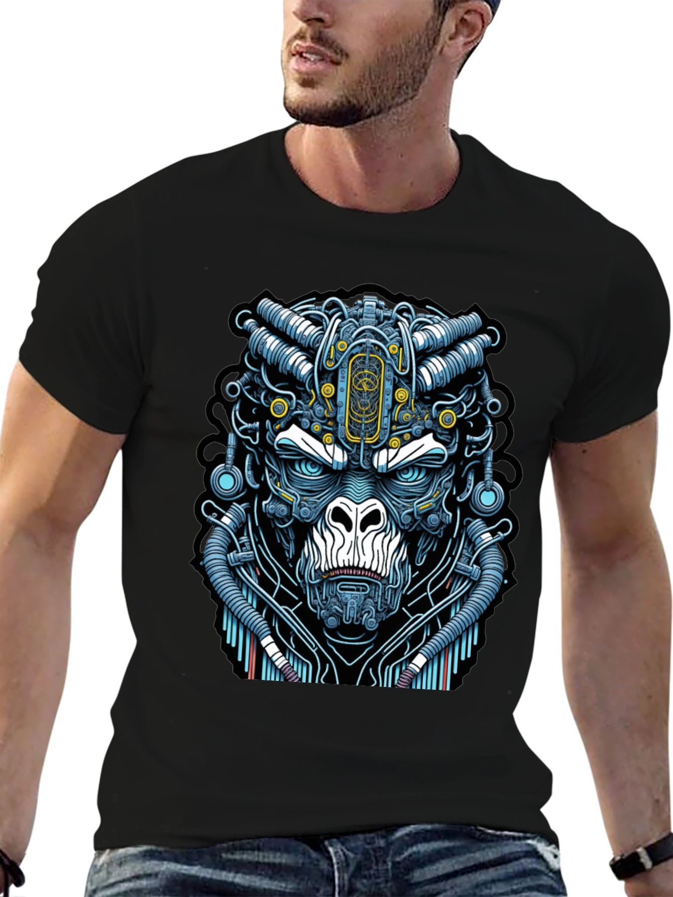 Cyber Gorilla T-Shirt - Unique Sci-Fi Ape Design
