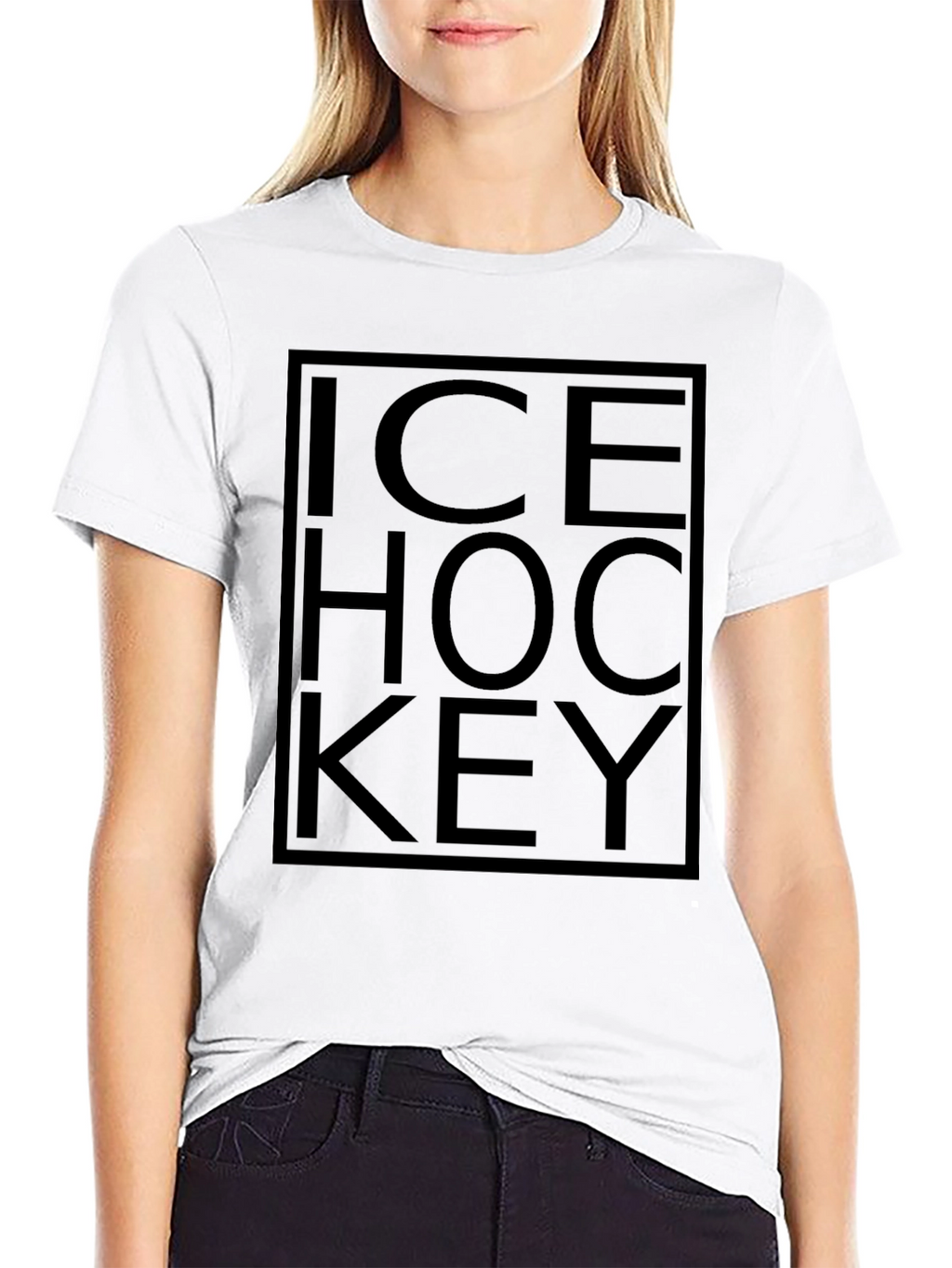 Ice Hockey Graphic Tee - Black Cotton T-Shirt