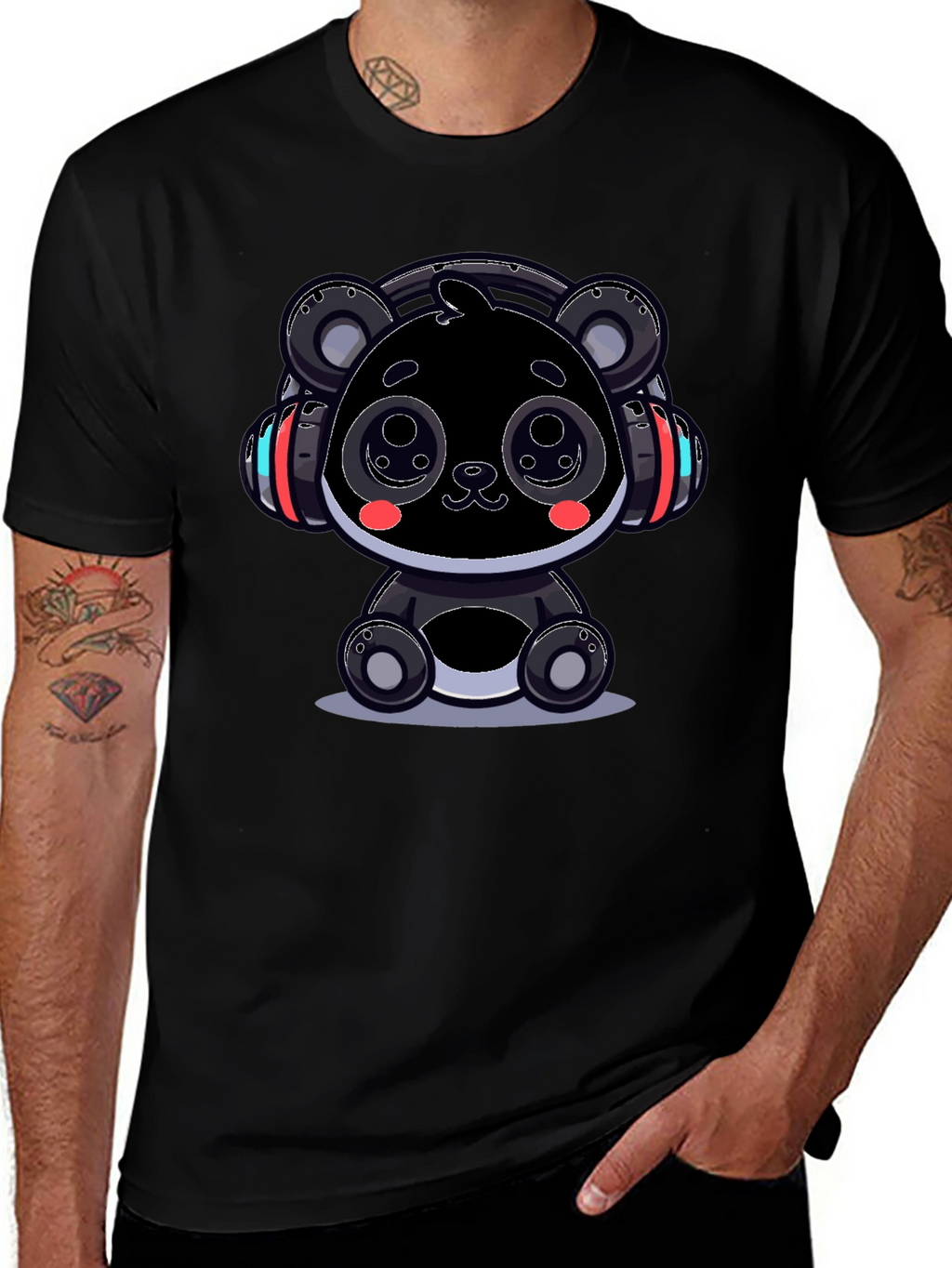 Cool Panda Headphone Graphic Tee