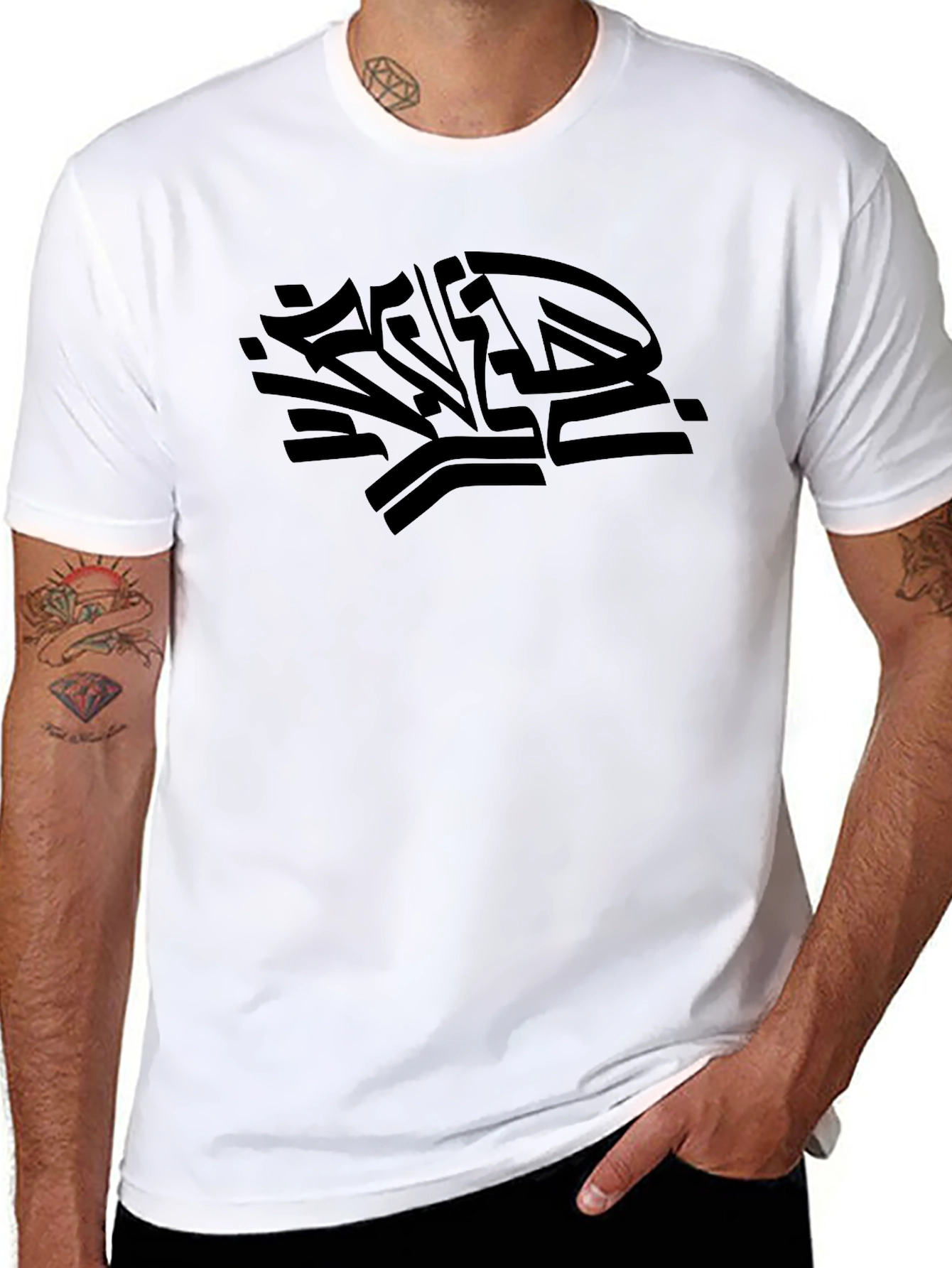 Black Graphic Print Crew Neck T-Shirt