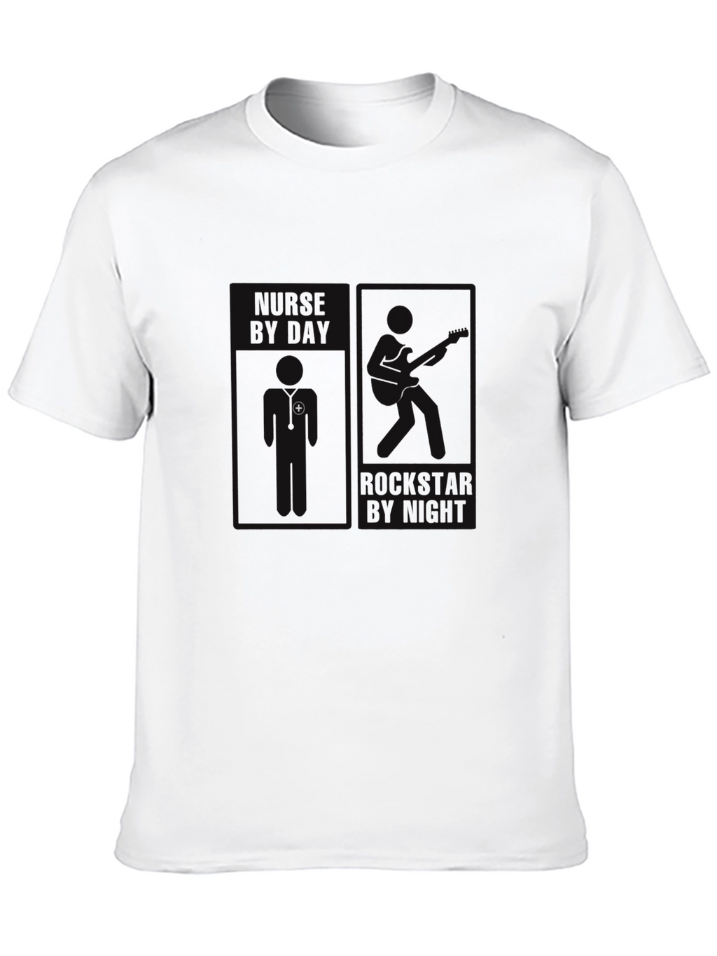 Black Nurse By Day Rockstar By Night Graphic T-Shirt