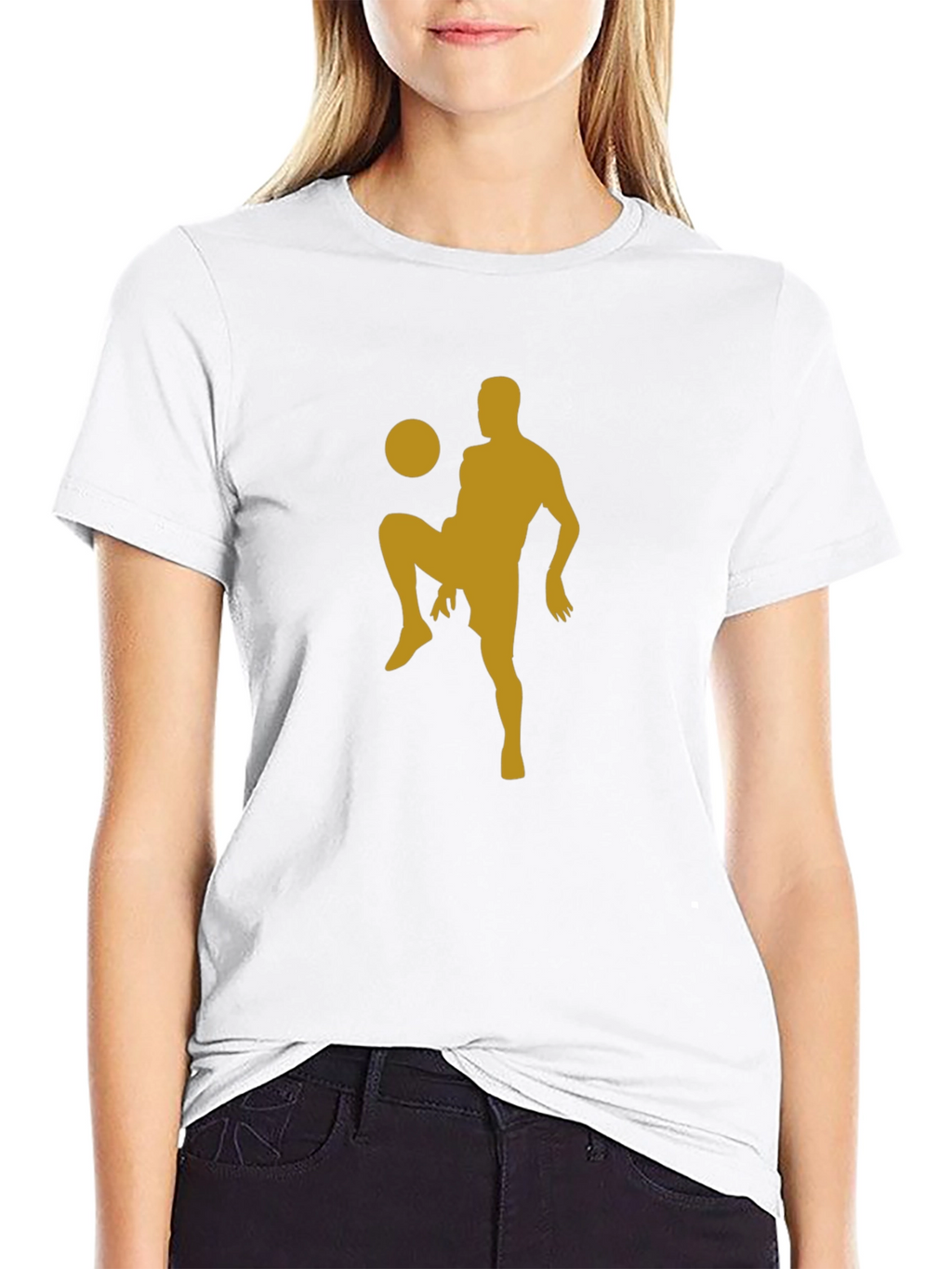Soccer Player Silhouette Tee - Black Cotton Blend Shirt