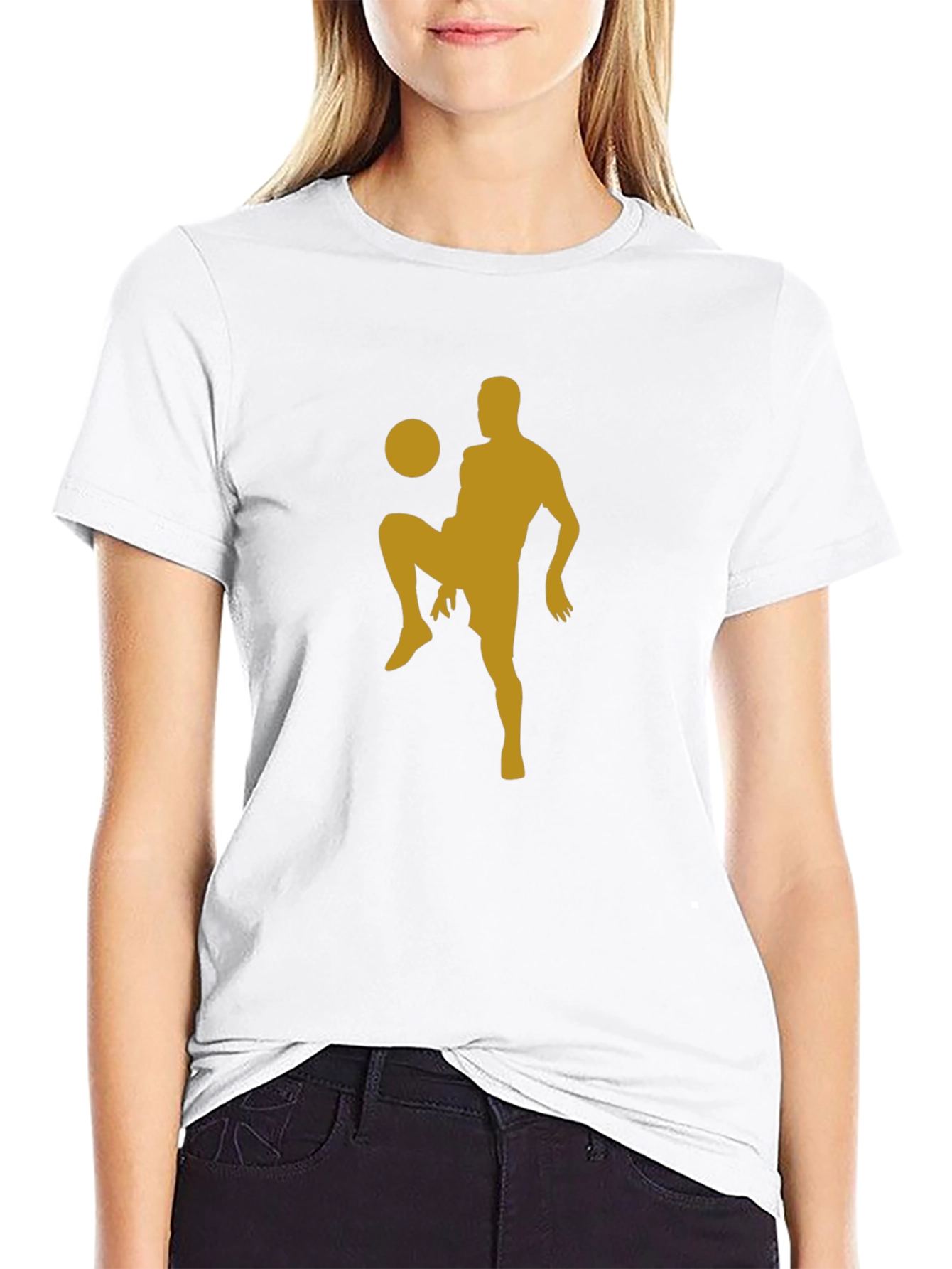 Soccer Player Silhouette Tee - Black Cotton Blend Shirt