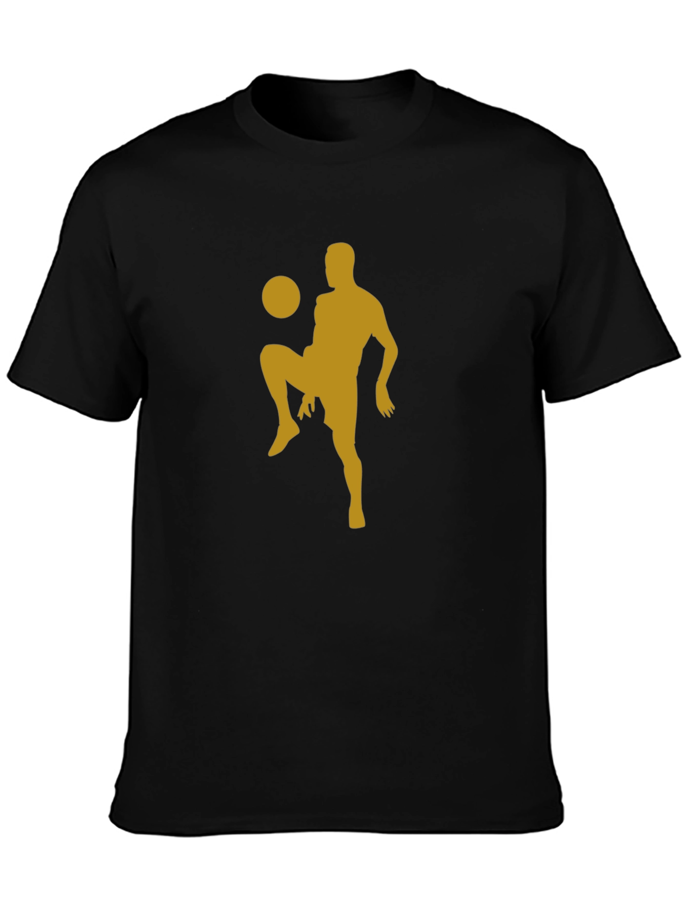 Soccer Player Silhouette Tee - Black Cotton Blend Shirt