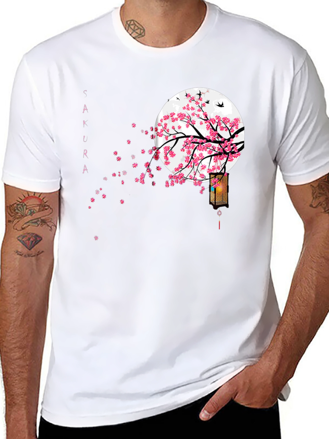 Sakura Blossom Moon Graphic T-Shirt