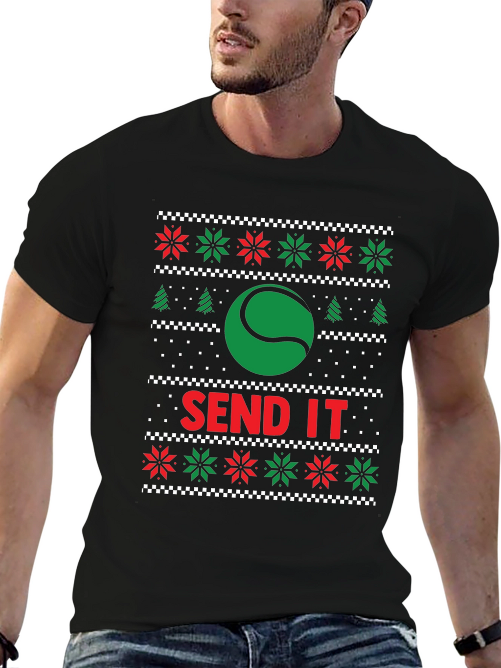 Tennis Send It Holiday Ugly Sweater T-Shirt